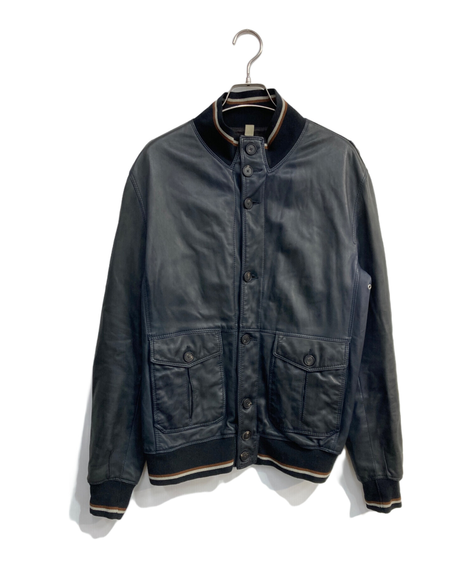 中古・古着通販】TAGLIATORE (タリアトーレ) レザーブルゾン ネイビー