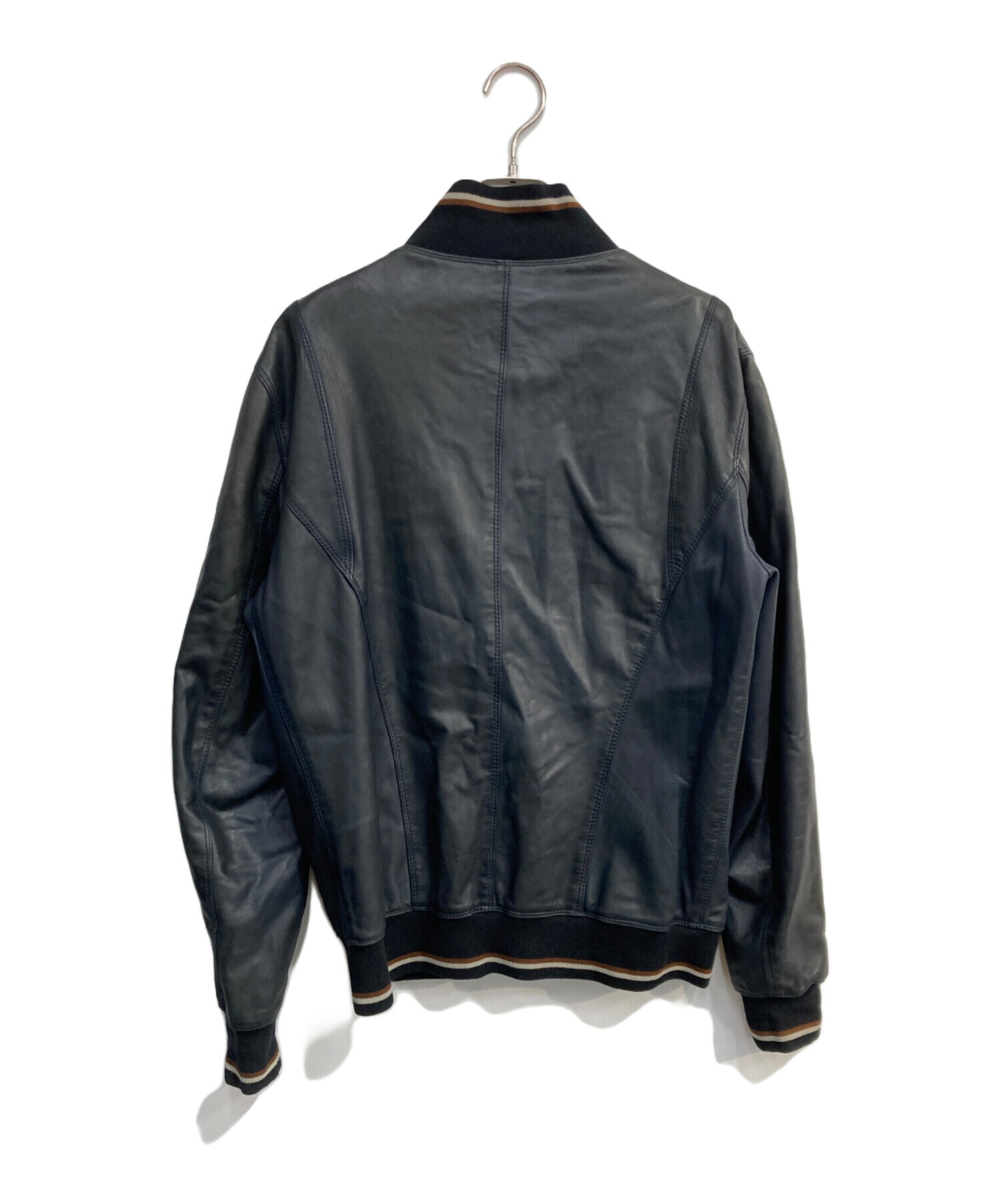 中古・古着通販】TAGLIATORE (タリアトーレ) レザーブルゾン ネイビー 
