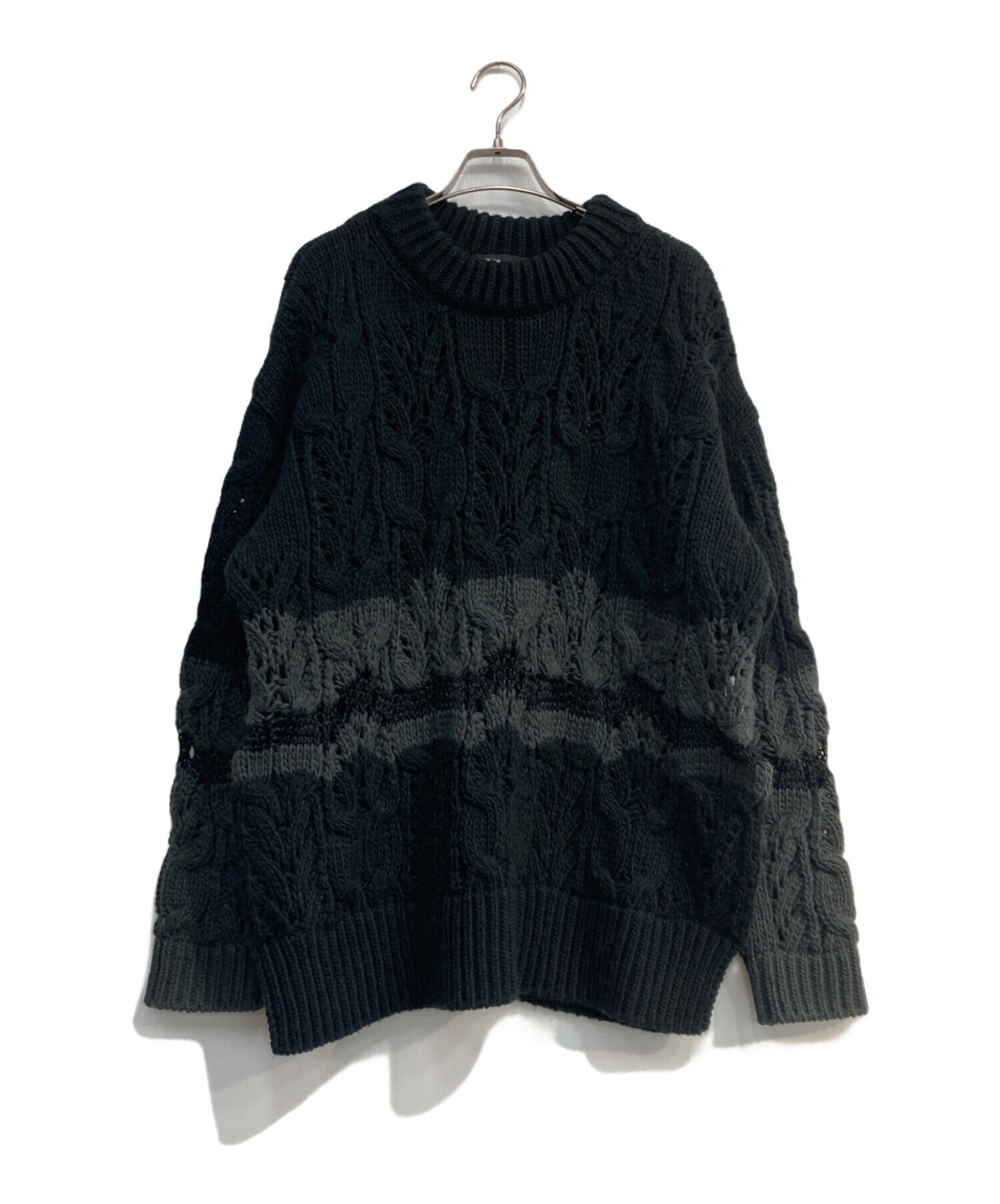 KN08sircus 切り替えメルトン〈定価107,800円〉 中古・古着通販】08sircus (ゼロエイトサーカス) Wool cable knit