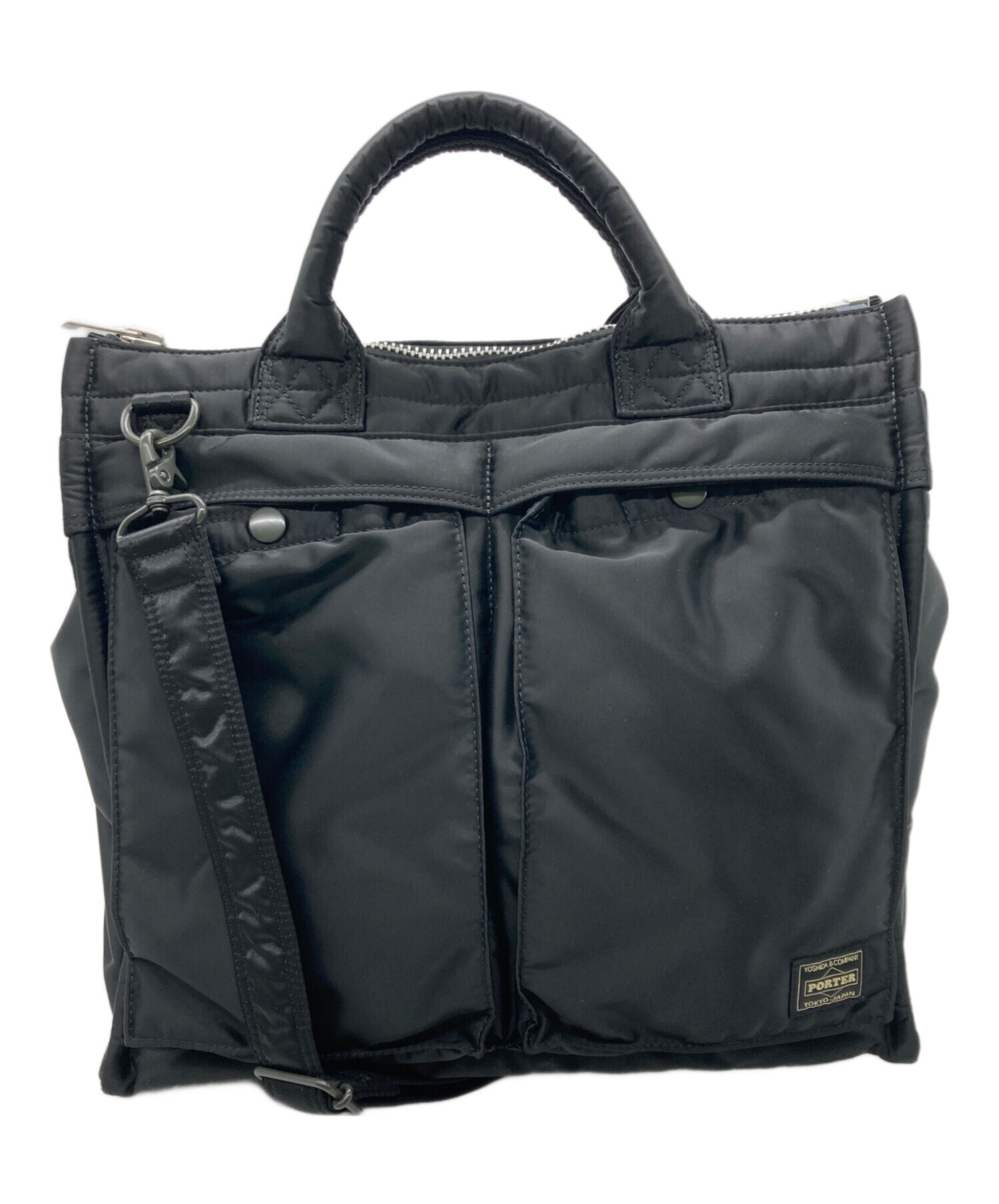 中古・古着通販】PORTER (ポーター) SQUARE TOTE BAG(L) ブラック