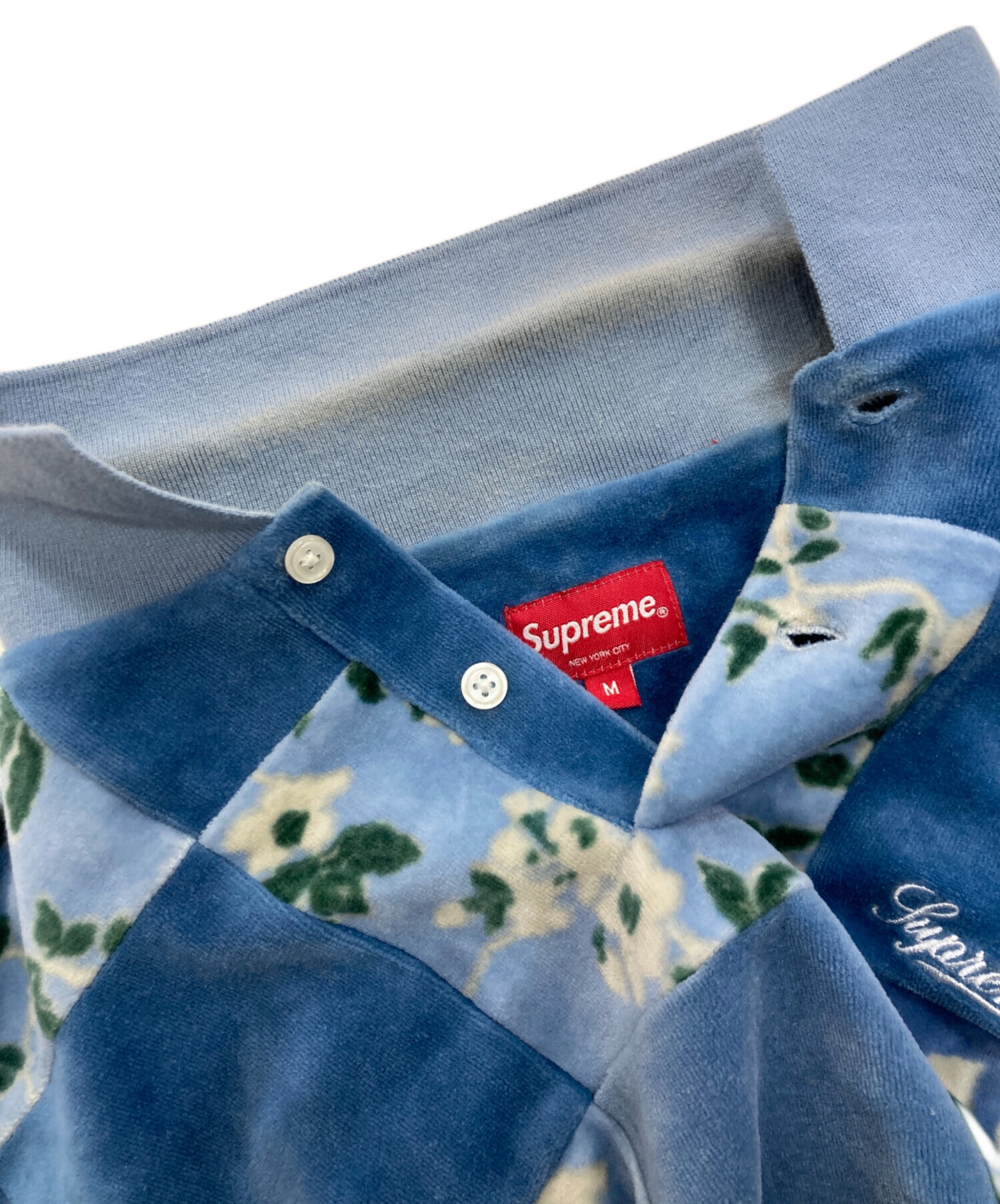 トップス Supreme Floral Patchwork Velour L/S POLO Supreme Floral Patchwork Velour L/S Polo Slate | Hype Clothinga