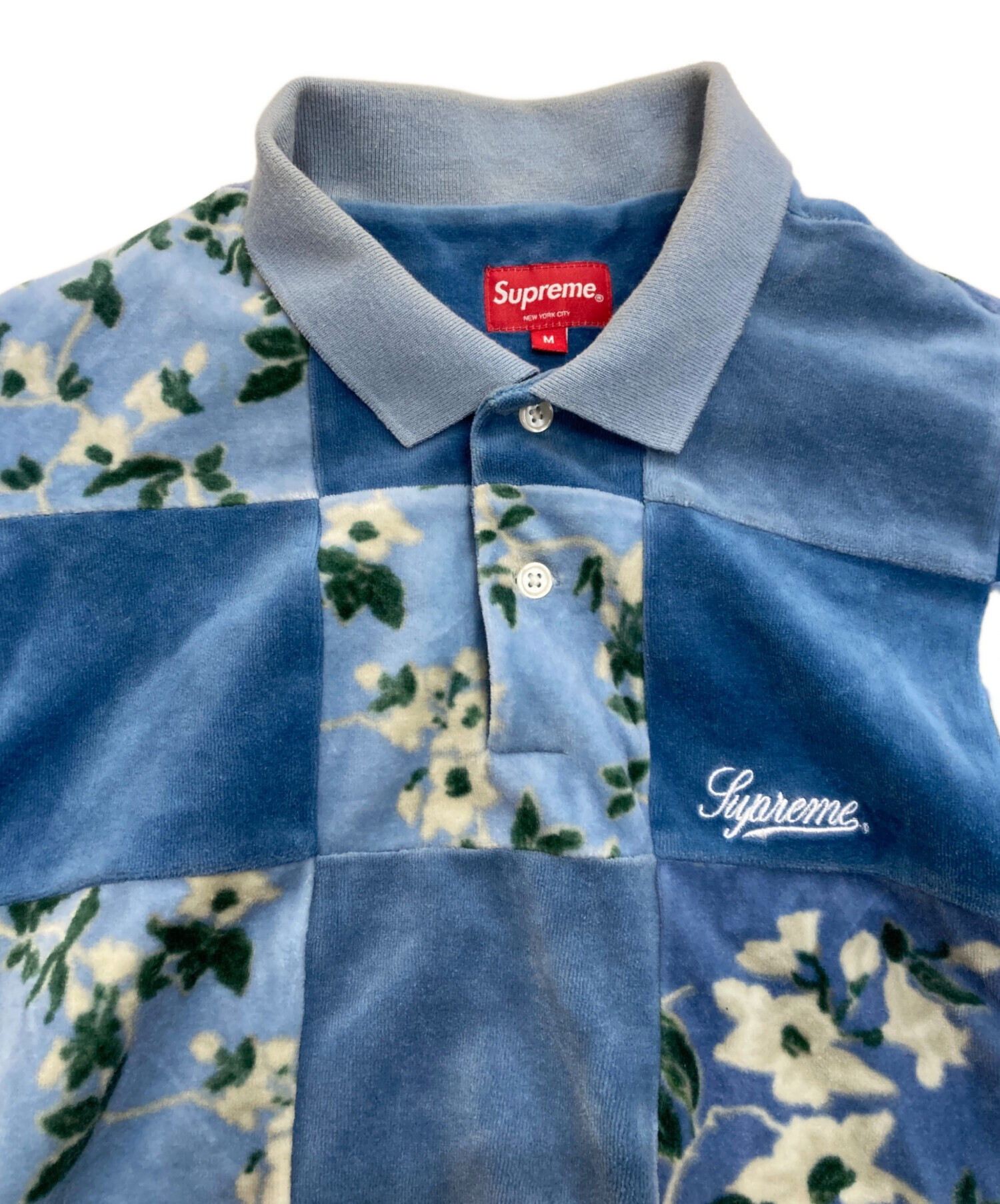 トップス Supreme Floral Patchwork Velour L/S POLO Supreme Floral Patchwork Velour L/S Polo Slate Men's - FW21 - US