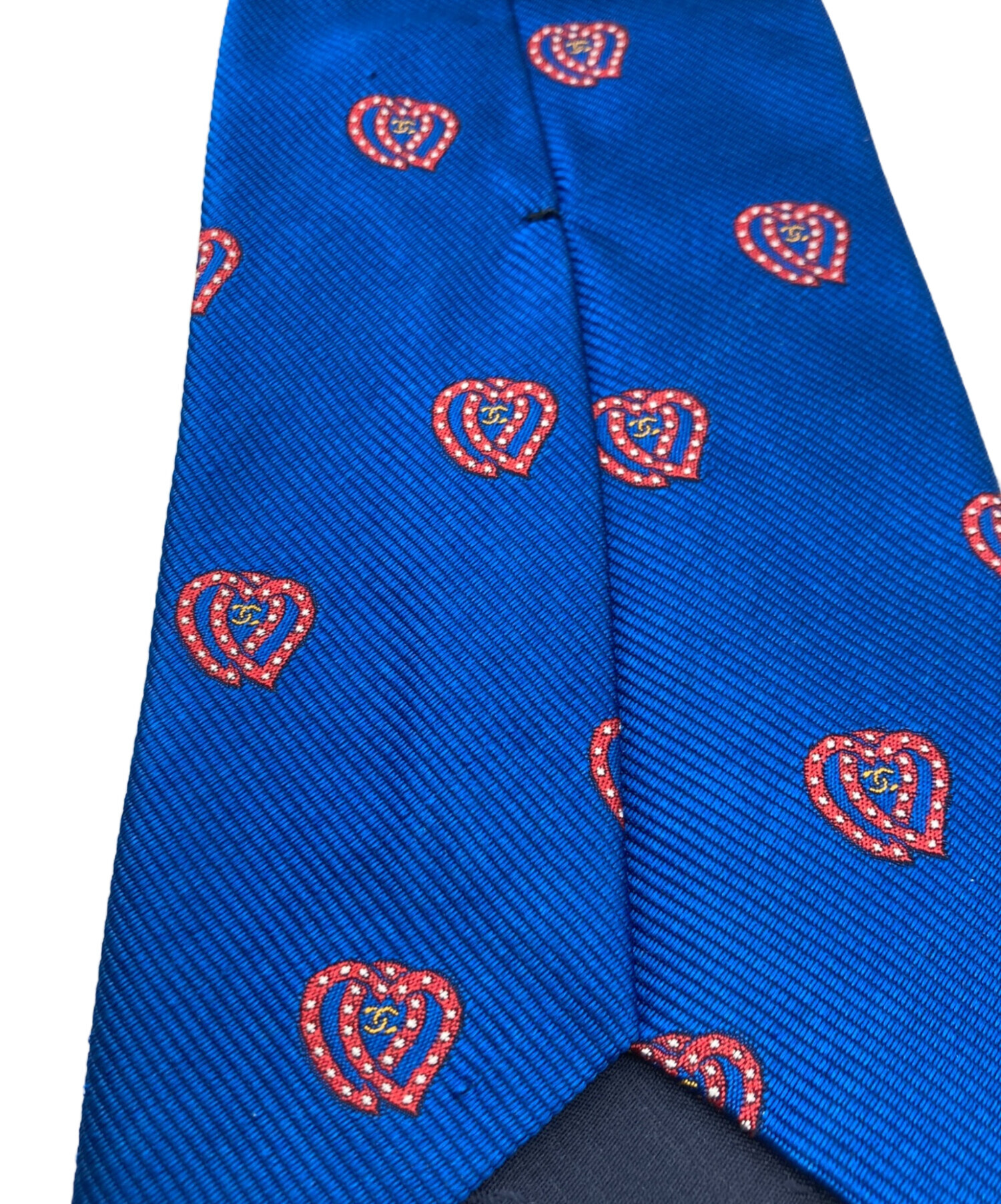 中古・古着通販】CHANEL (シャネル) ハート柄シルクネクタイ ブルー