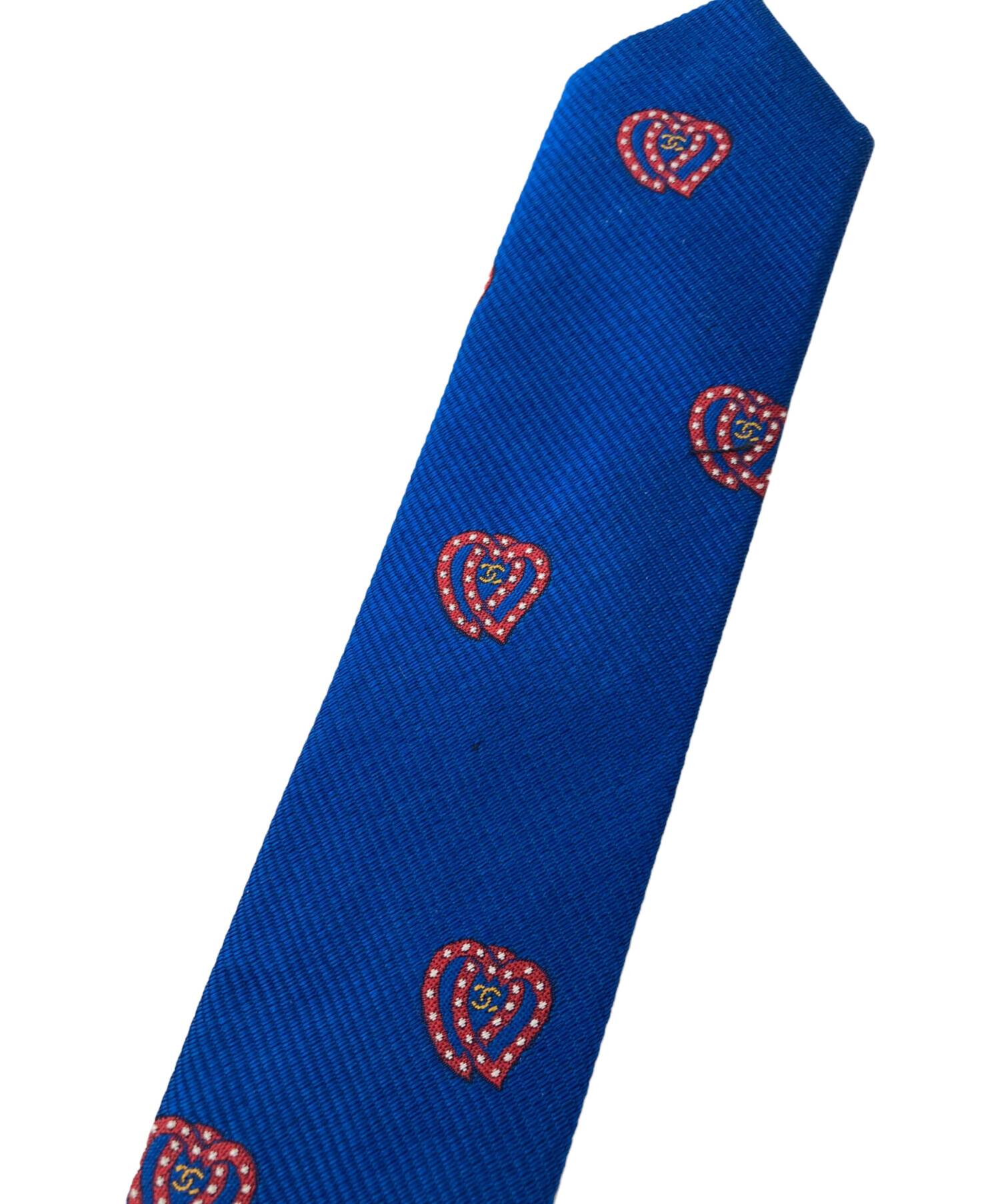 中古・古着通販】CHANEL (シャネル) ハート柄シルクネクタイ ブルー