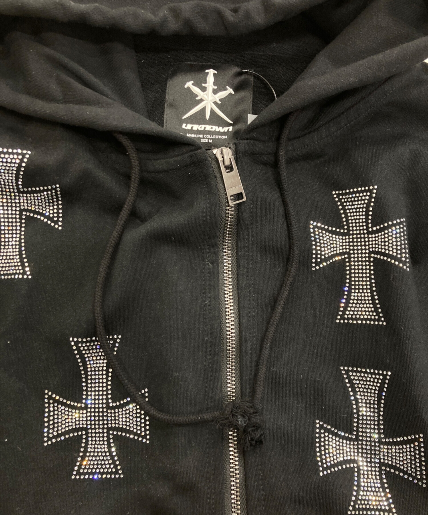 中古・古着通販】Unknown (アンノーン) ラインストーンクロスジップ