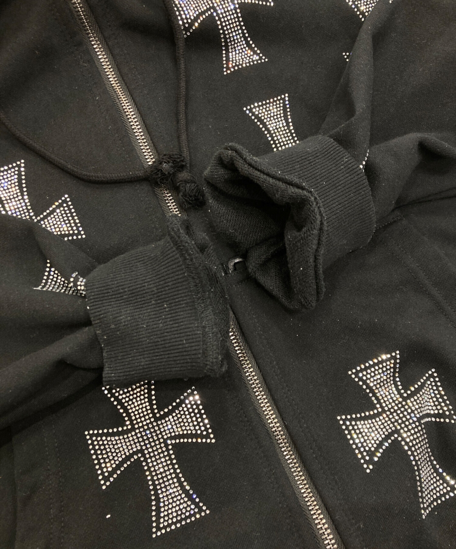 Unknown ジップパーカーBlack×Silver Mサイズ ジップフーディ｜Grey x