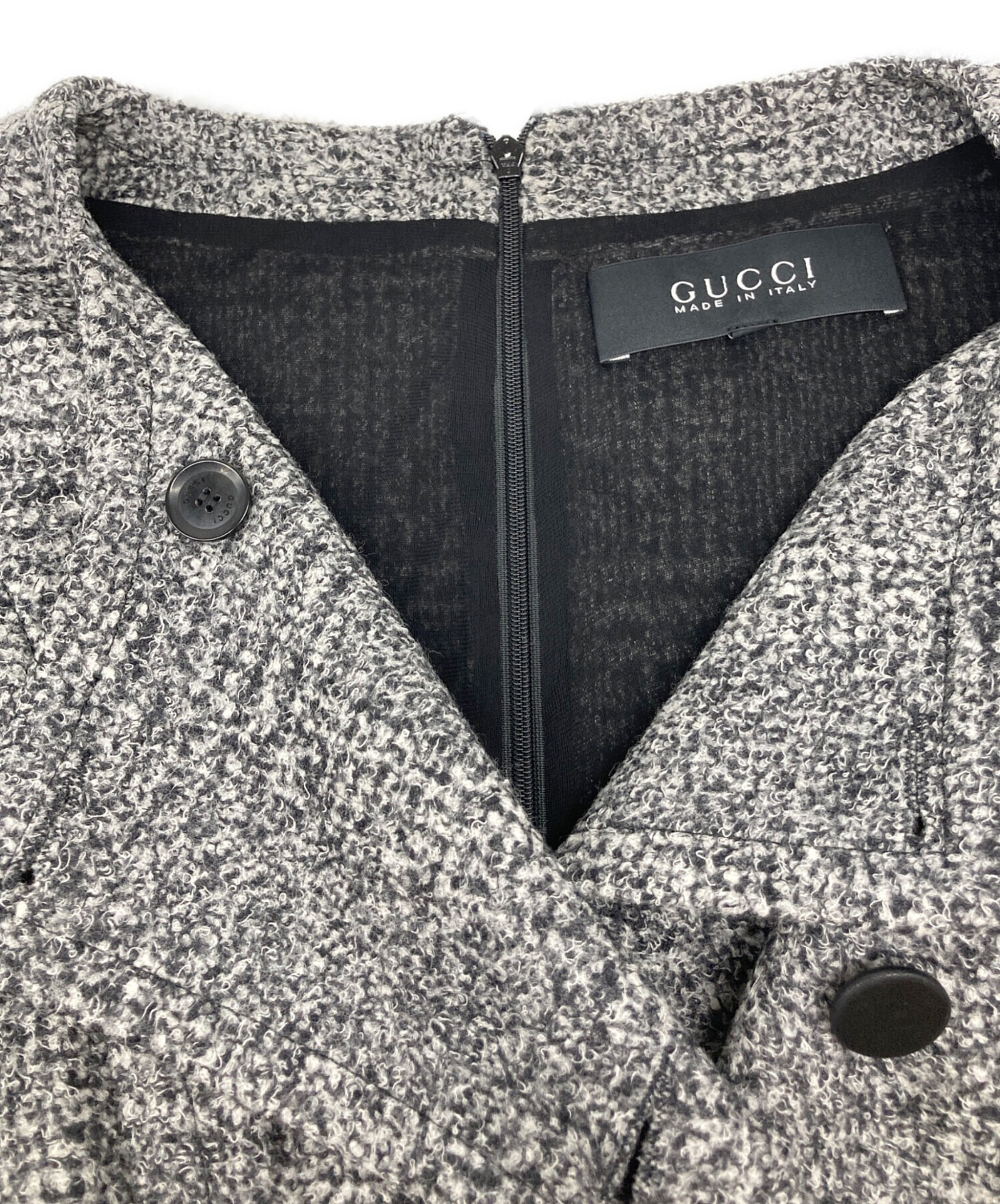 中古・古着通販】GUCCI (グッチ) ウールワンピース グレー サイズ:Free