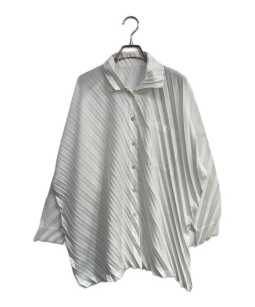 良品 me ISSEY MIYAKE ミーイッセイミヤケ スタンドカラー ワイドシャツ MI24KO923 ベージュ レディース 古着 中古 USED 良品 me ISSEY MIYAKE ミーイッセイミヤケ スタンドカラー ワイド