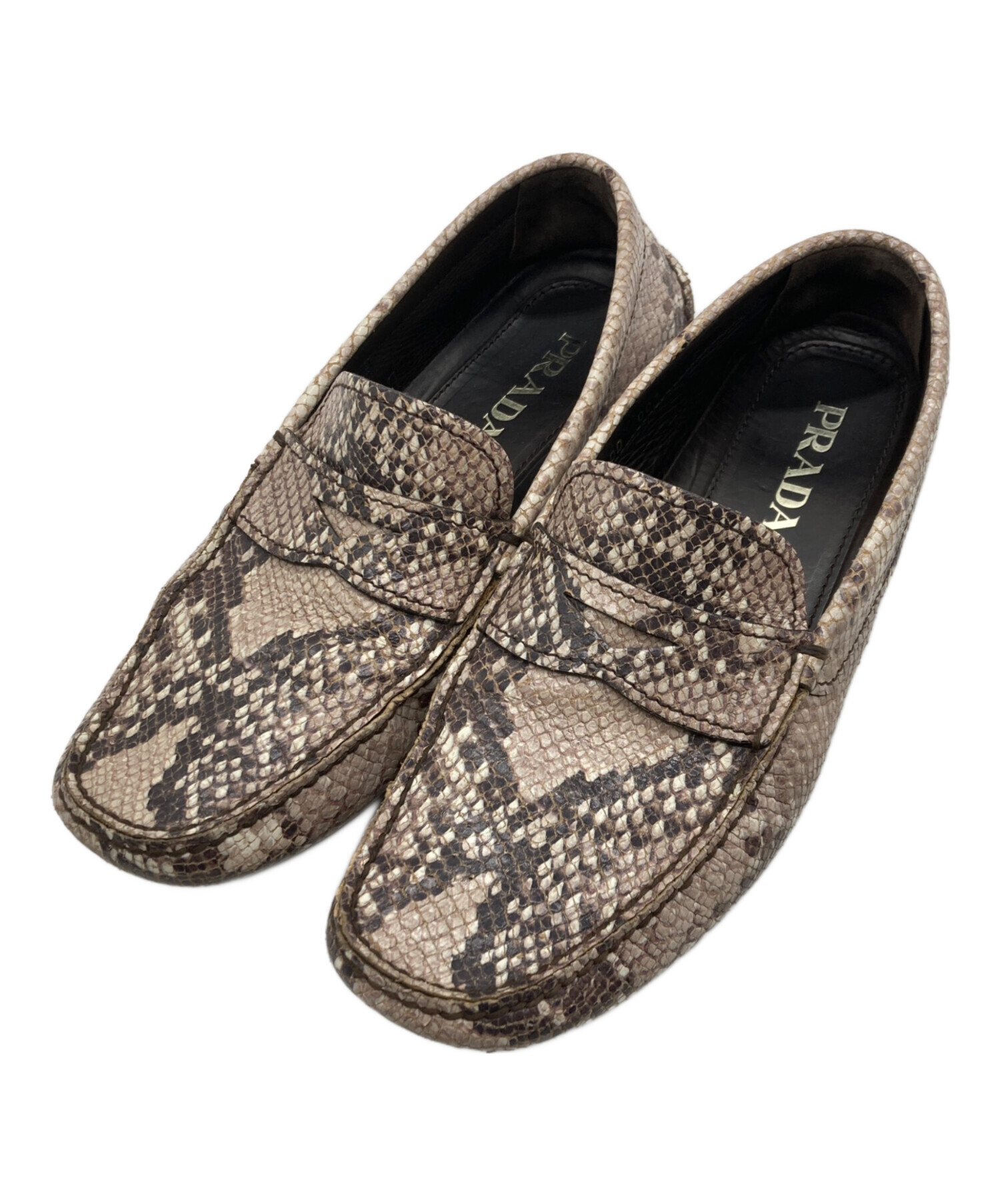 中古・古着通販】PRADA (プラダ) パイソン柄ローファー ベージュ