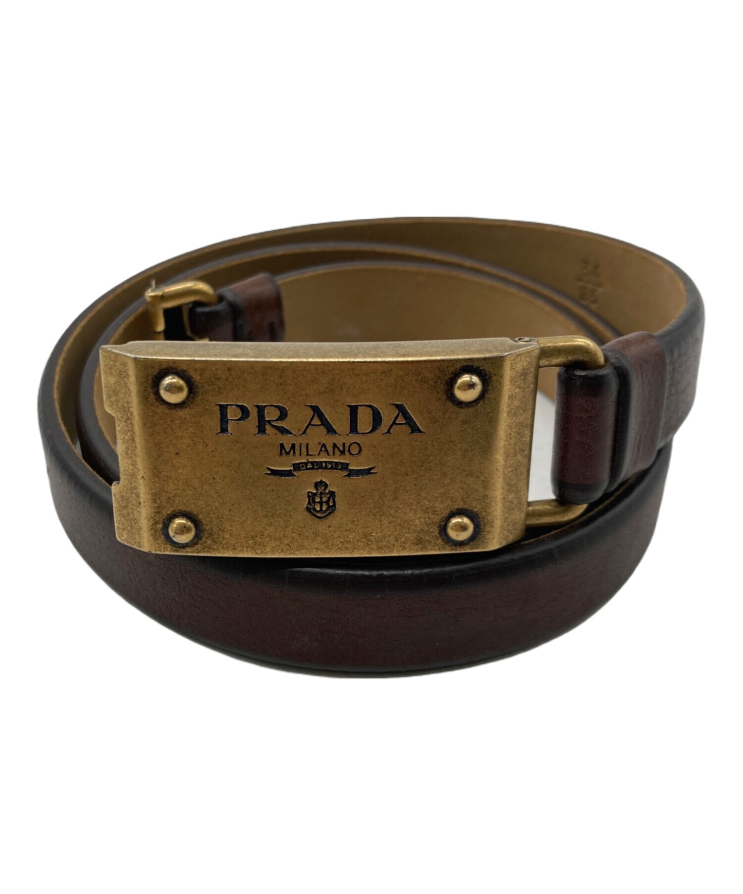 PRADA ブラウン　レザーベルト Dark Brown Suede Belt Strap | PRADA - United States