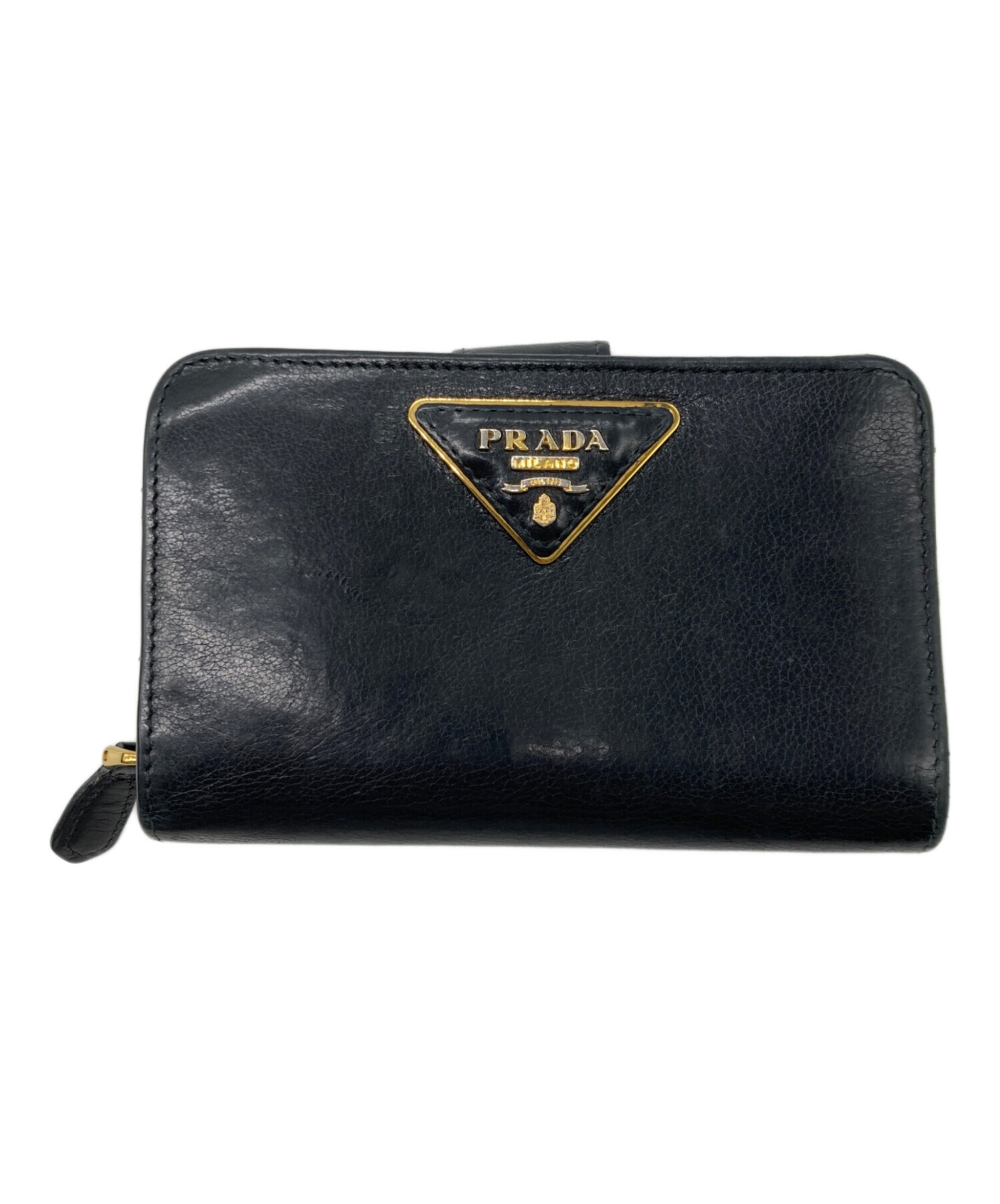 中古・古着通販】PRADA (プラダ) 2つ折り財布 ブラック｜ブランド 
