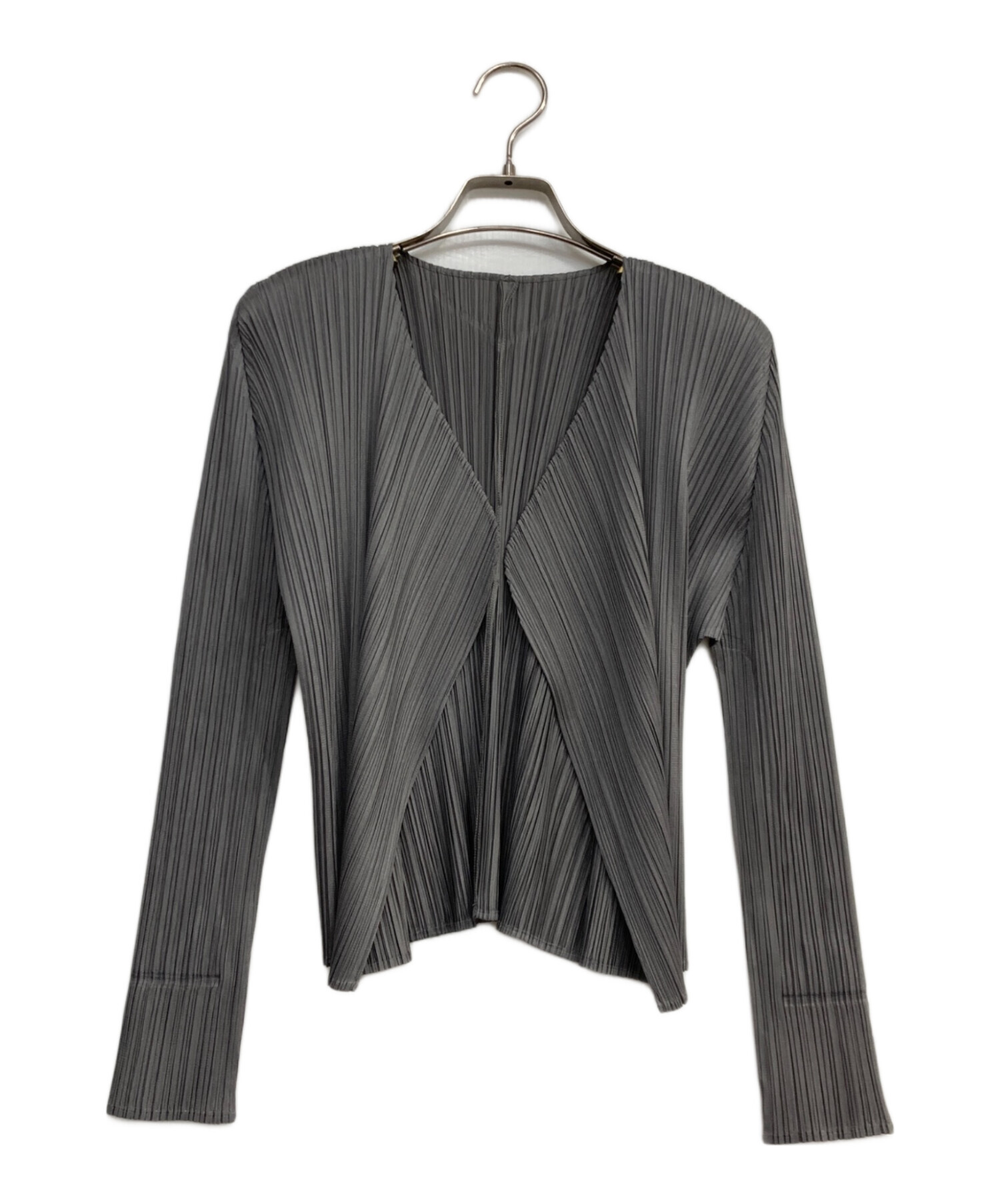 【未使用に近い】 プリーツプリーズ カーディガン グレー 4 PLEATS PLEASE ISSEY MIYAKE - 【定番】pleats please カーディガン