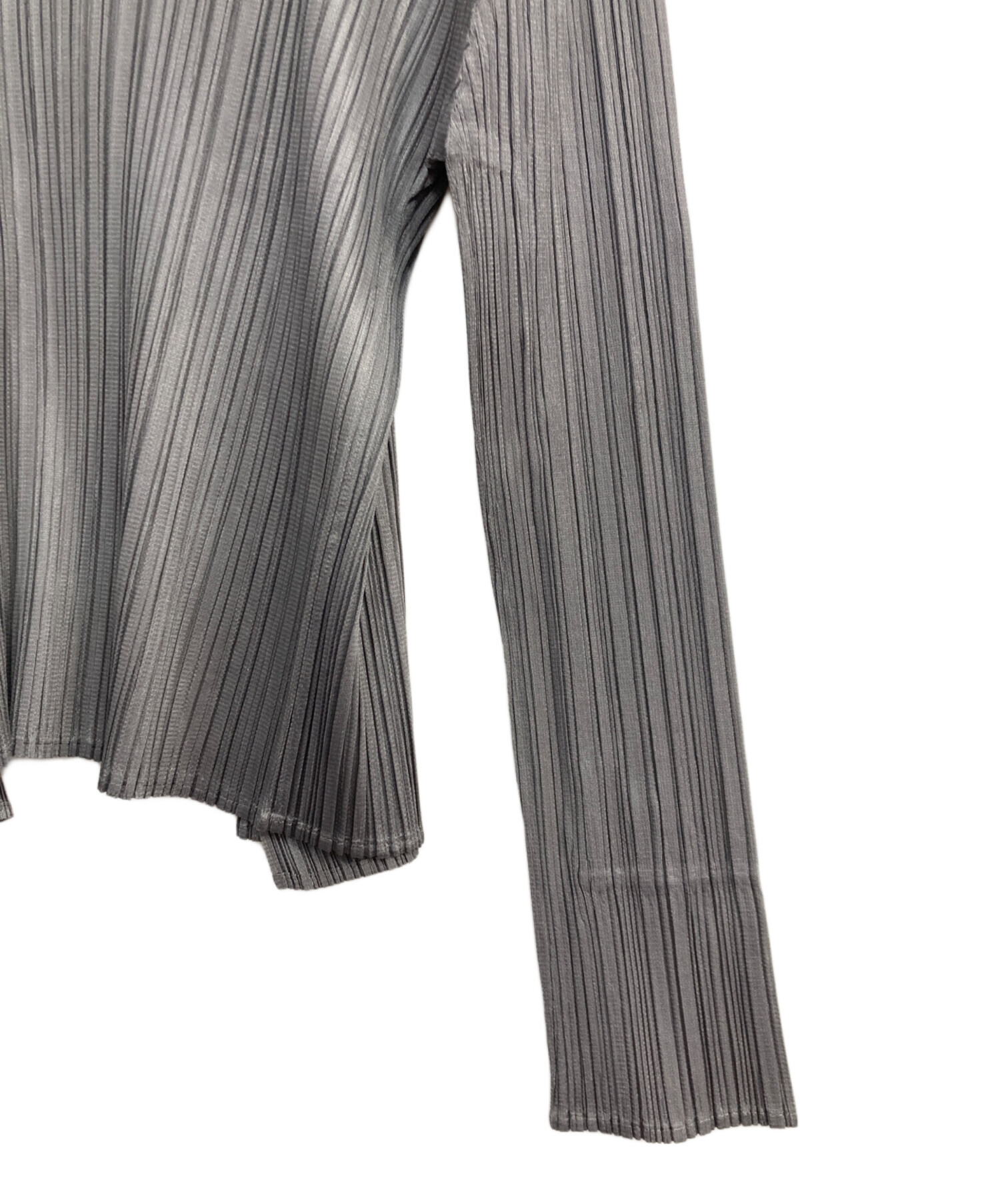 【未使用に近い】 プリーツプリーズ カーディガン グレー 4 PLEATS PLEASE ISSEY MIYAKE - 【定番】pleats please カーディガン
