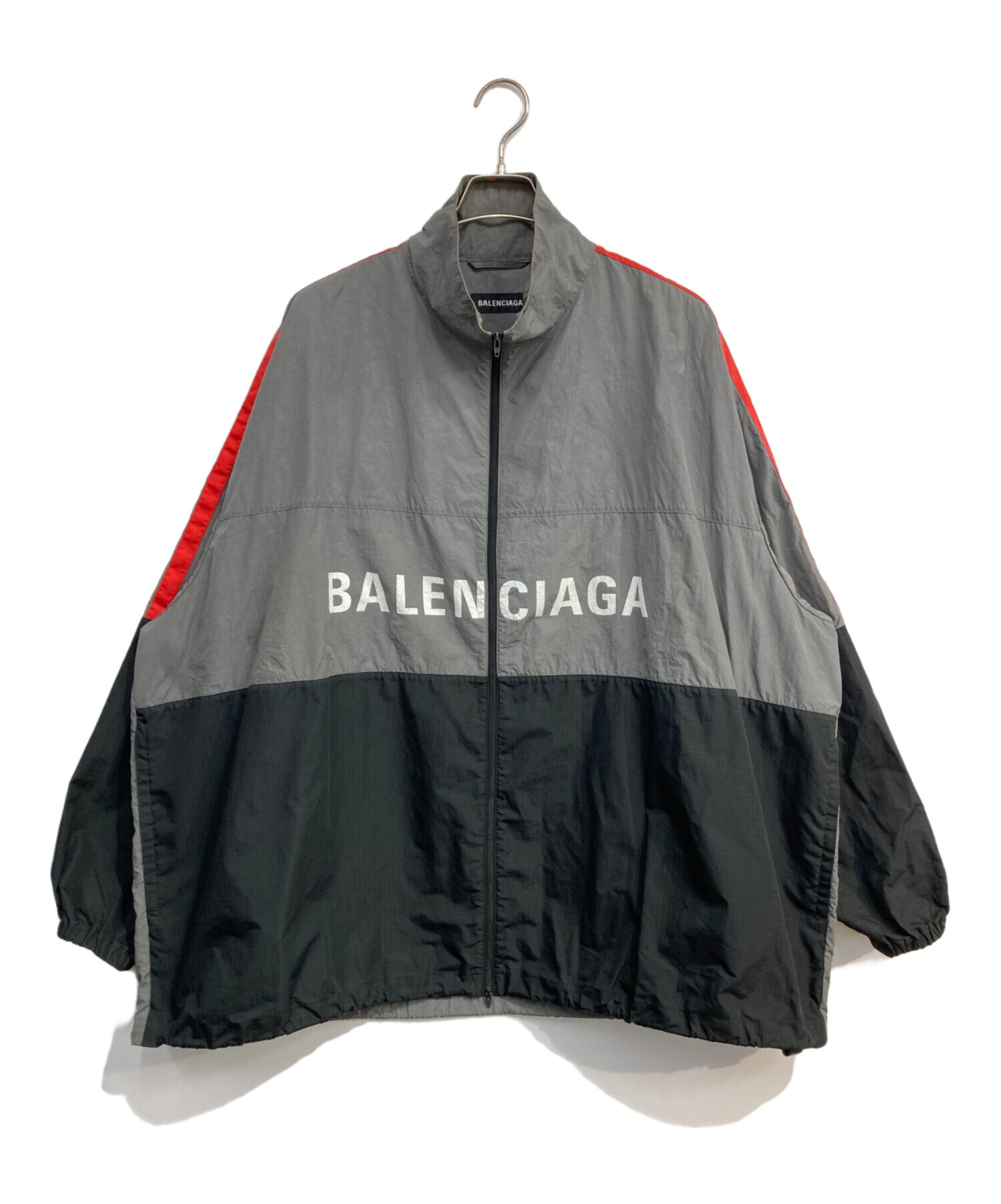 あ*ん様 BALENCIAGA ナイロンジャケット グレー/ブラック/オレンジ 中古・古着通販】BALENCIAGA (バレンシアガ) Zip Up Logo Jacket