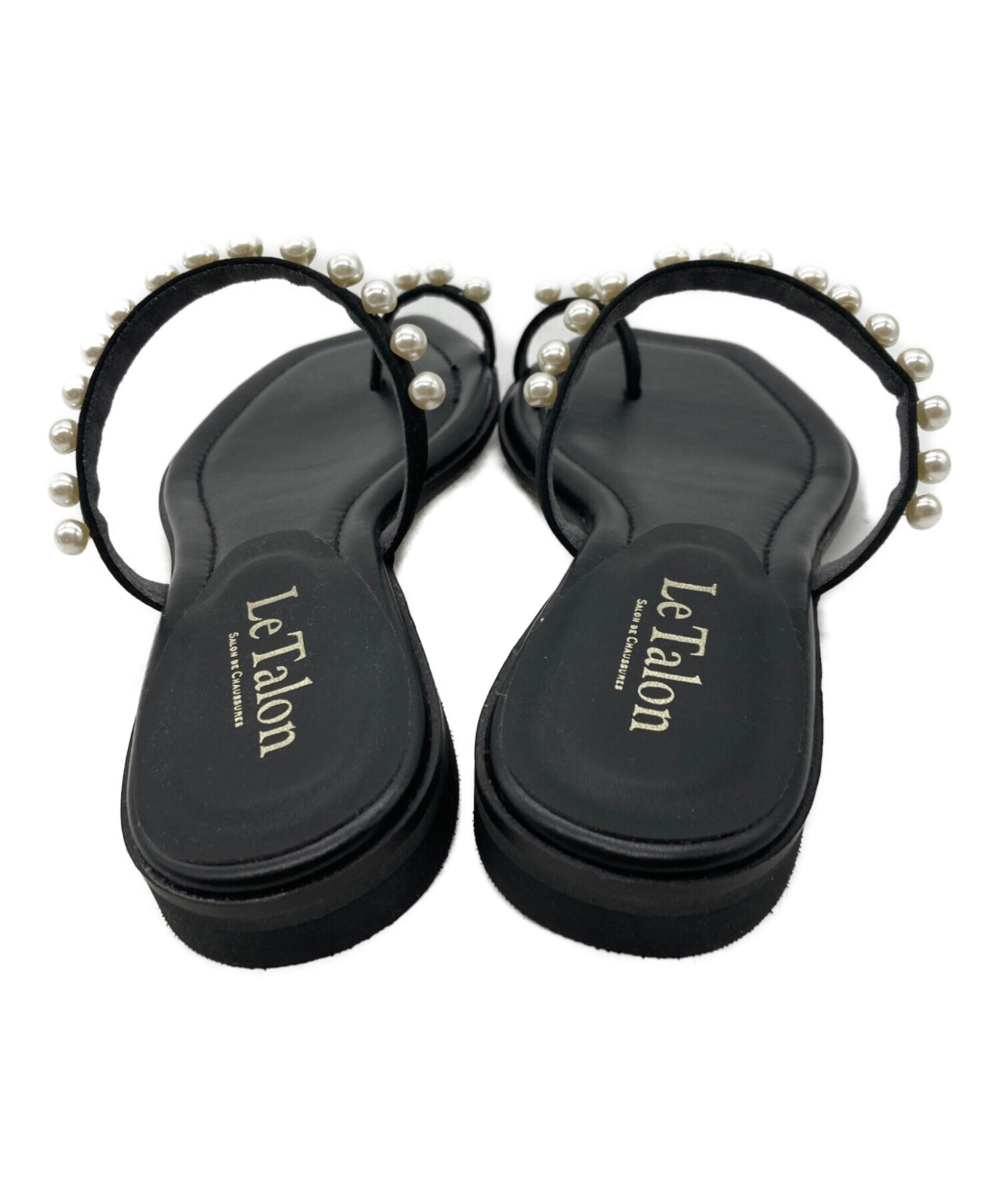【美品箱付き】LE TALON パールプラットサンダル　　　ブラック　L 中古・古着通販】Le Talon (ル タロン) パール付きサンダル ブラック