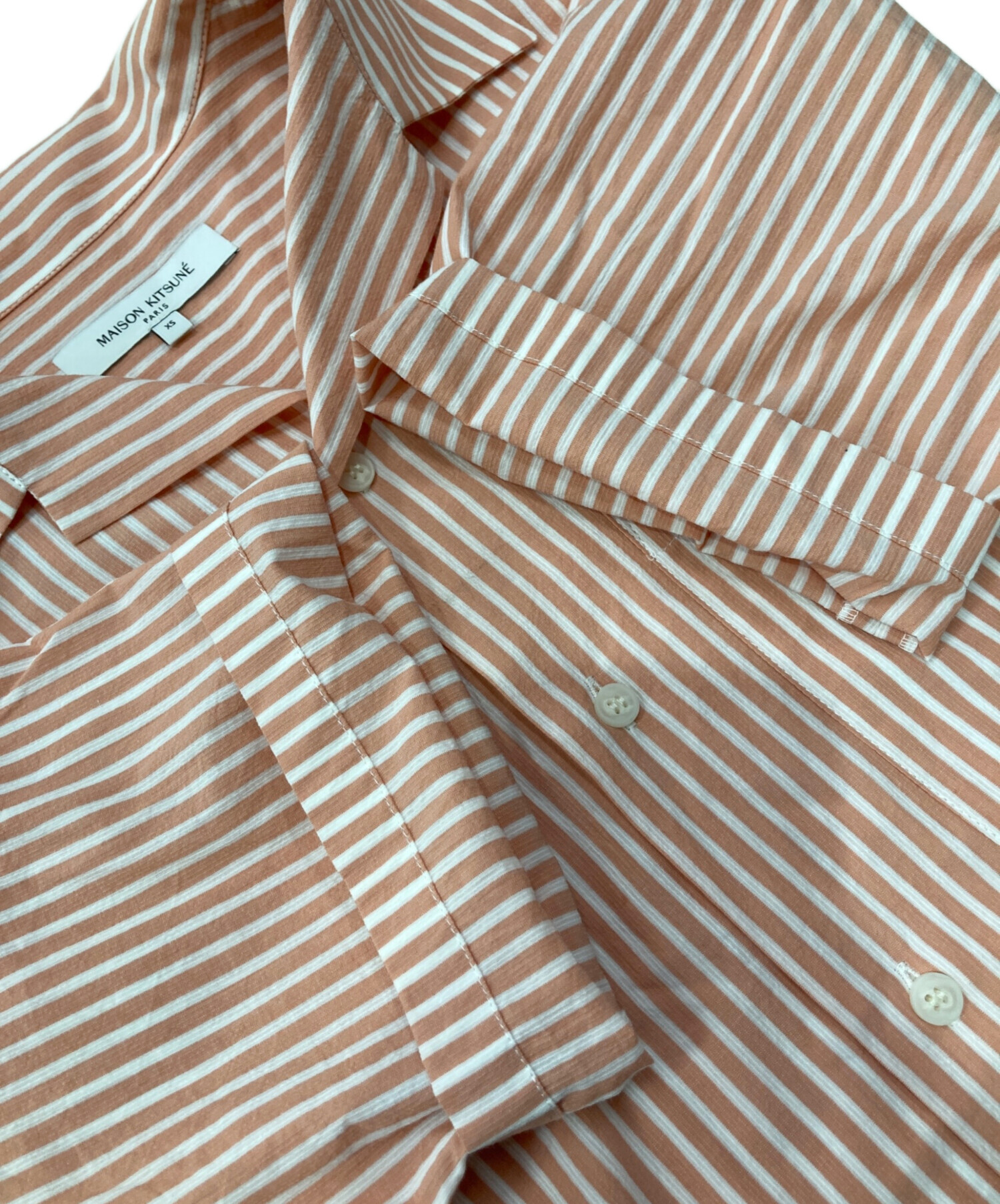中古・古着通販】MAISON KITSUNE (メゾンキツネ) ストライプ半袖シャツ 