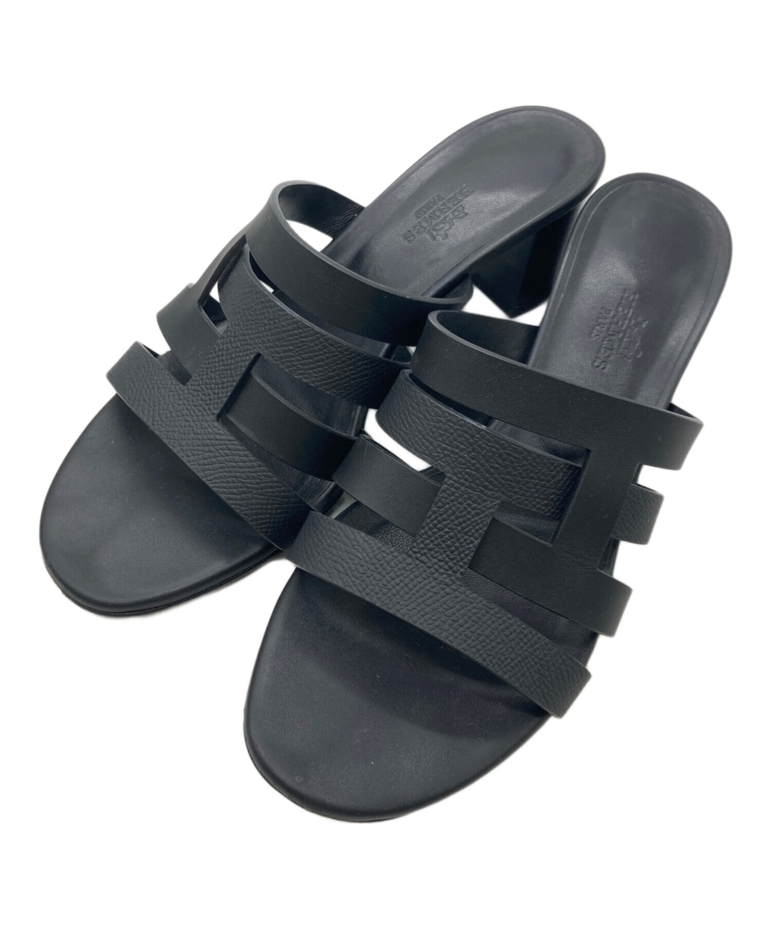 【美品】HERMES エルメス　サンダル　アミカ　ブラック　37 保存袋付き 中古・古着通販】HERMES (エルメス) Amica sandal ブラック サイズ:37