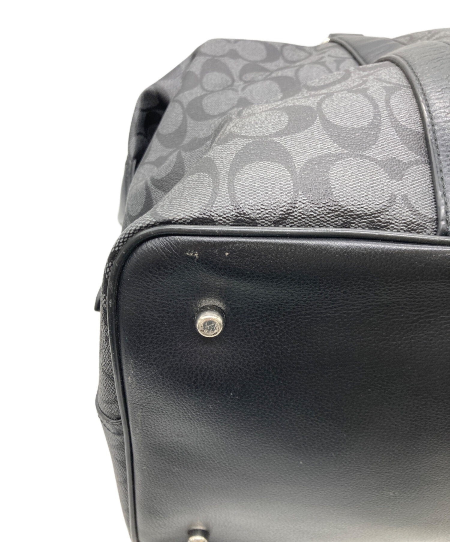 中古・古着通販】COACH (コーチ) ボストンバッグ ブラック×グレー