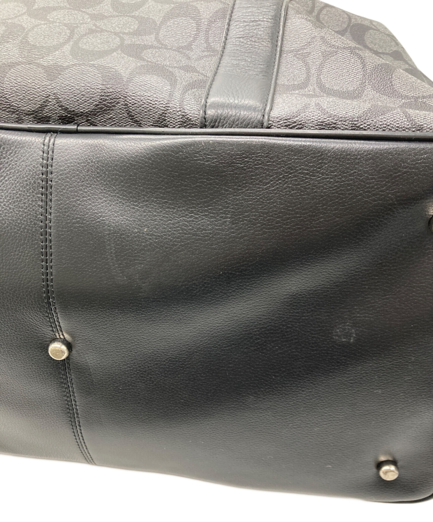 中古・古着通販】COACH (コーチ) ボストンバッグ ブラック×グレー