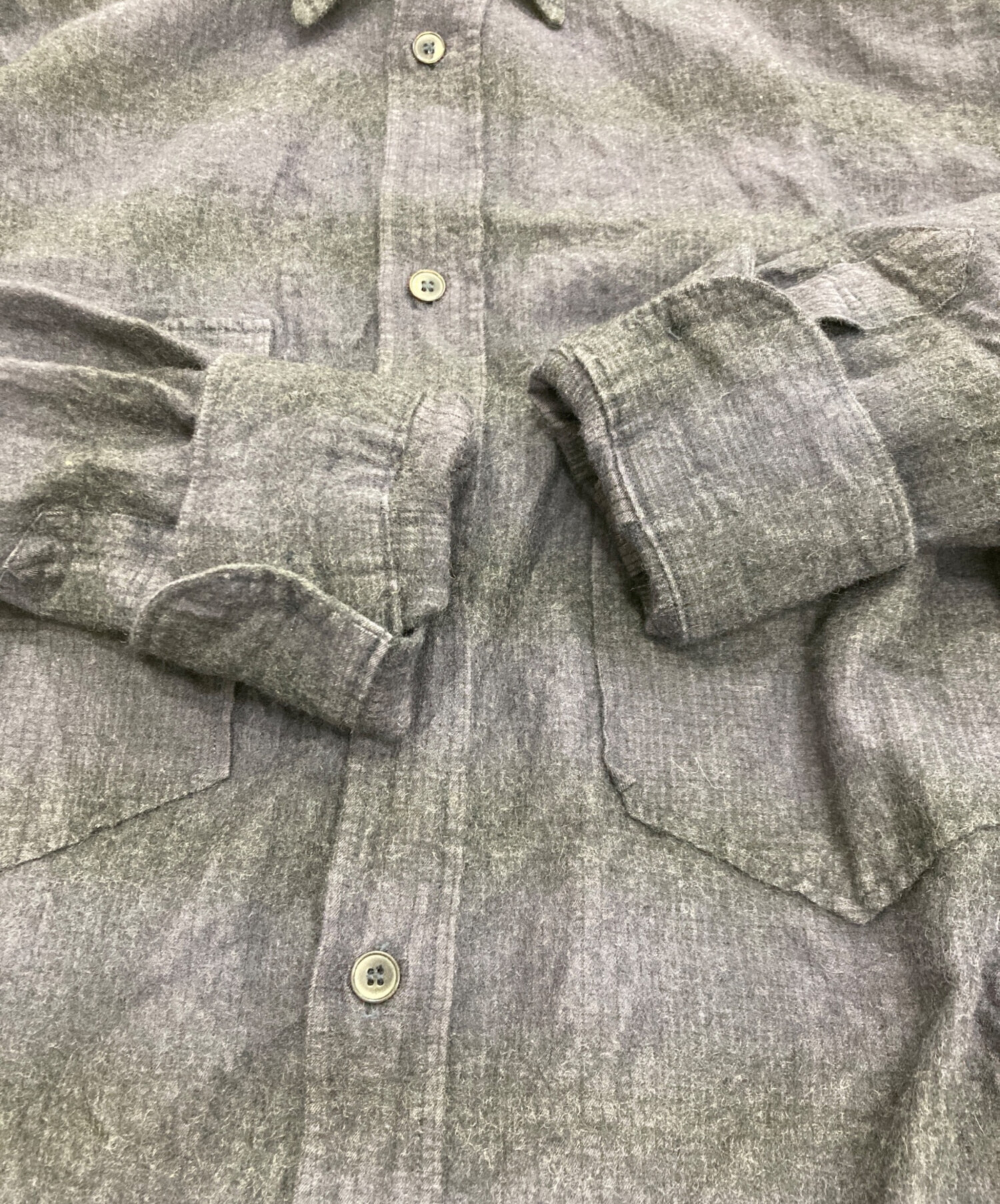中古・古着通販】COMOLI (コモリ) ウールシルクワークシャツ ネイビー 
