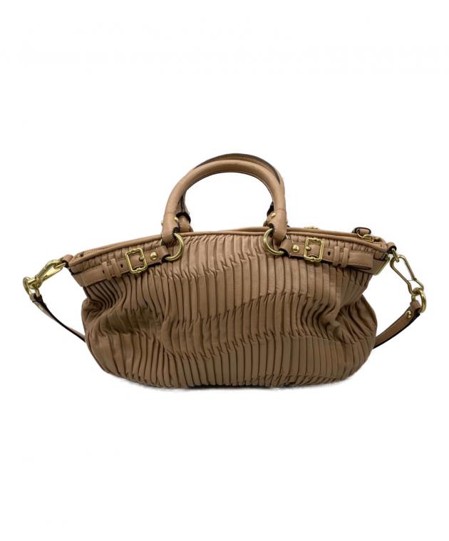 美品✨COACH コーチ マディソン サブリナ エルゴ バッグ がま口 ベージュ 中古・古着通販】COACH (コーチ) マディソンギャザードレザーバッグ