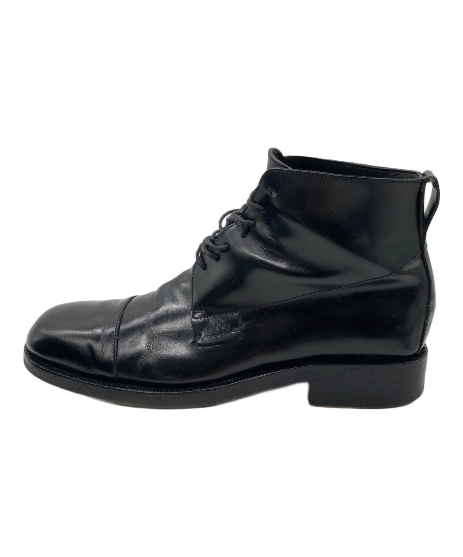 中古・古着通販】GUCCI (グッチ) レザーレースアップシューズ ブラック