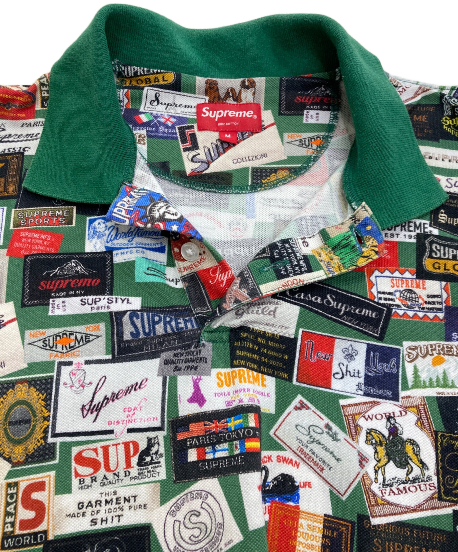 希少！supremeロゴ入りポロシャツ 中古・古着通販】Supreme (シュプリーム) Labels Polo グリーン サイズ