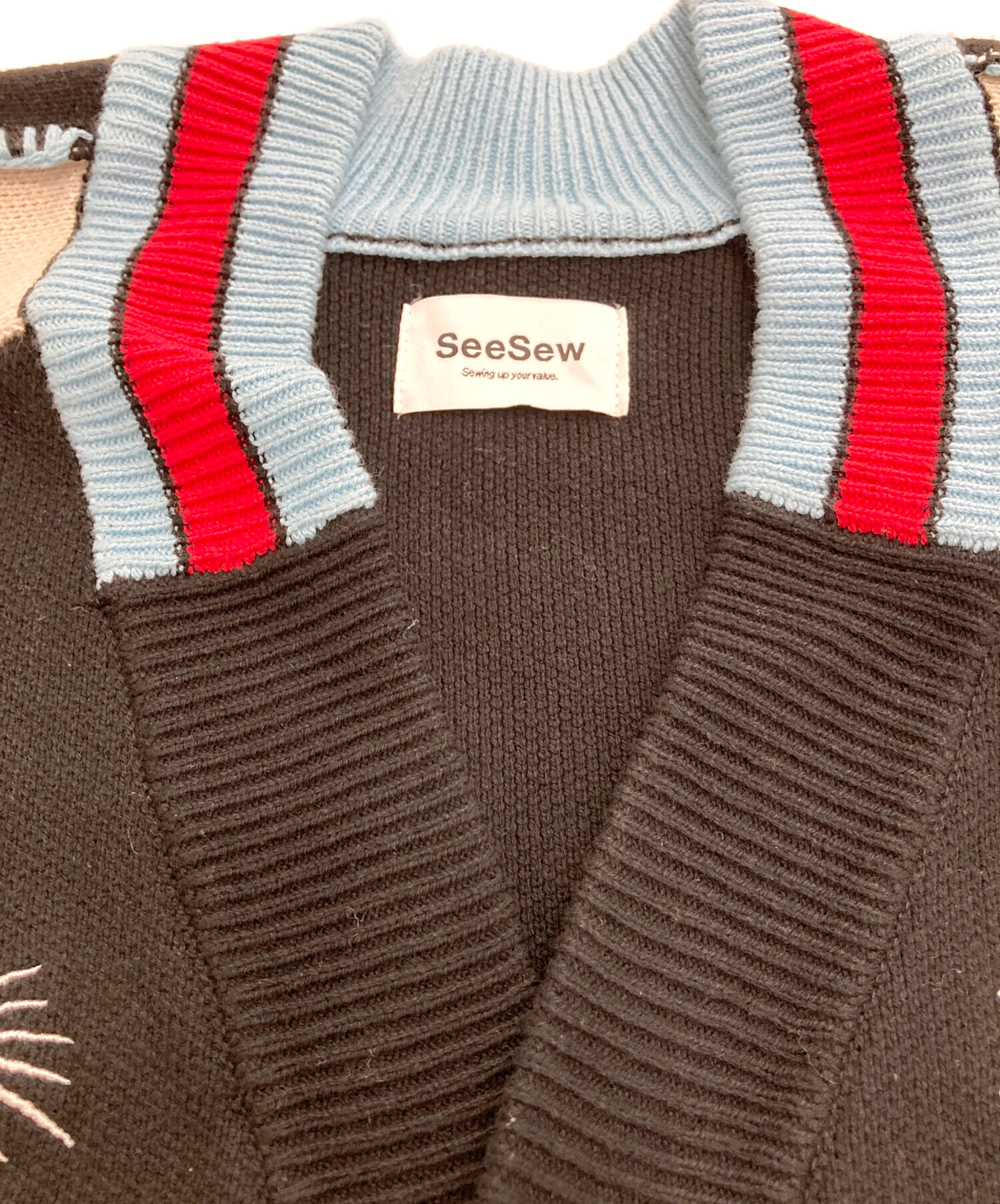 中古・古着通販】SeeSew (シーソー) SKA CARDIGAN ブラック サイズ:L