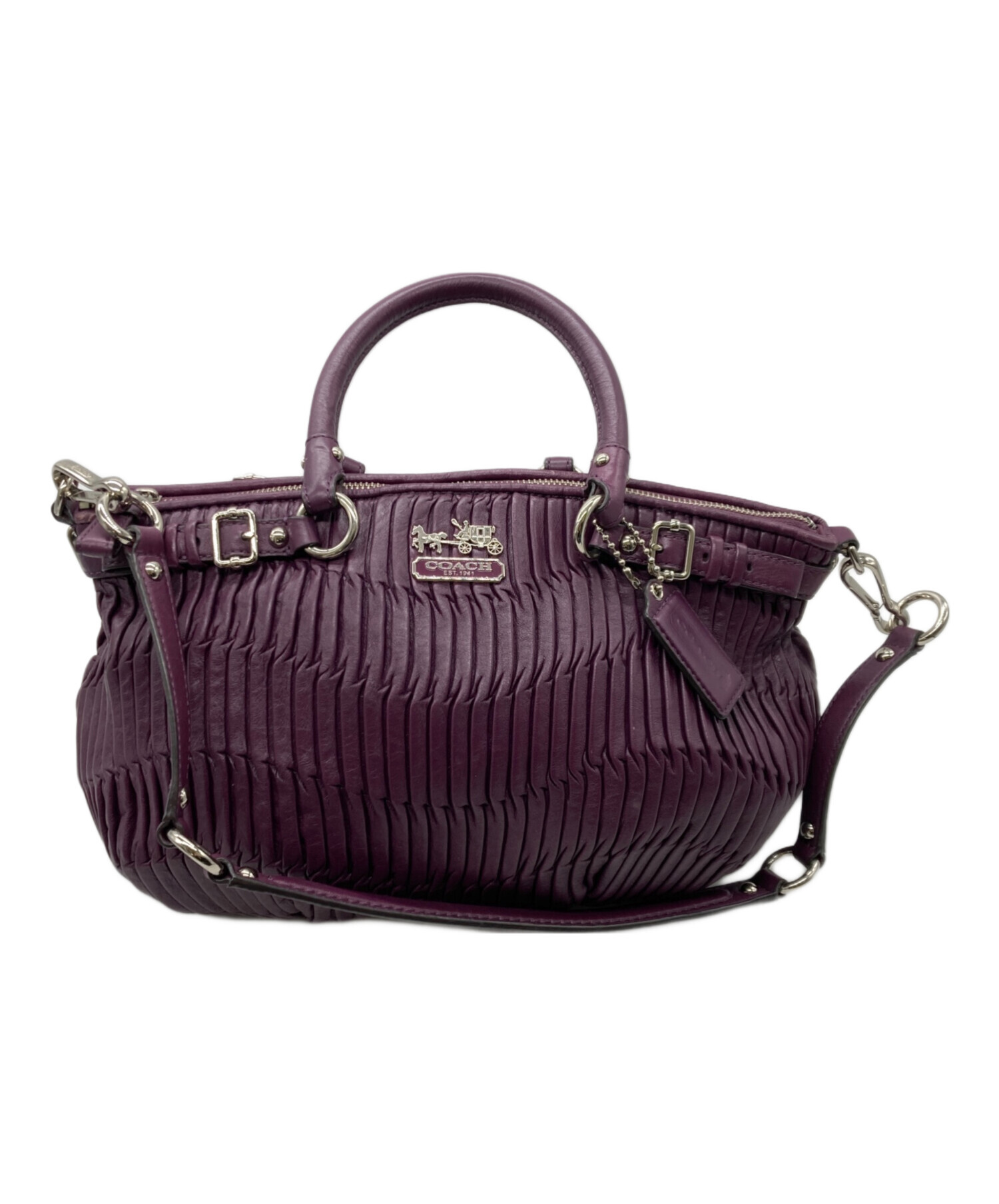COACH マディソンギャザード2wayバッグ 中古・古着通販】COACH (コーチ) マディソンギャザード2WAYバッグ