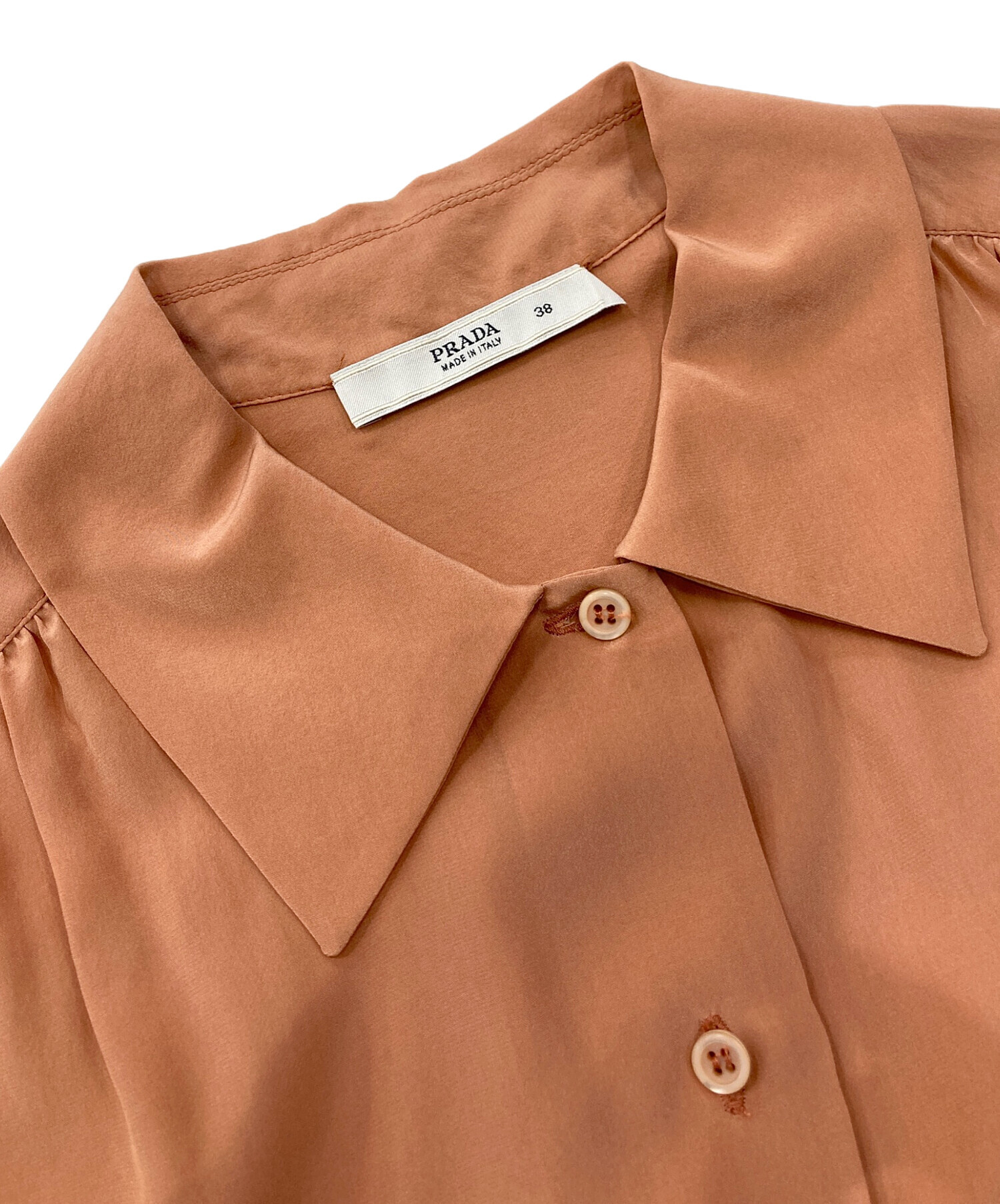 超お得！！クリーニング済  プラダシルクシャツ 40 中古・古着通販】PRADA (プラダ) シルクシャツ ピンク サイズ:38