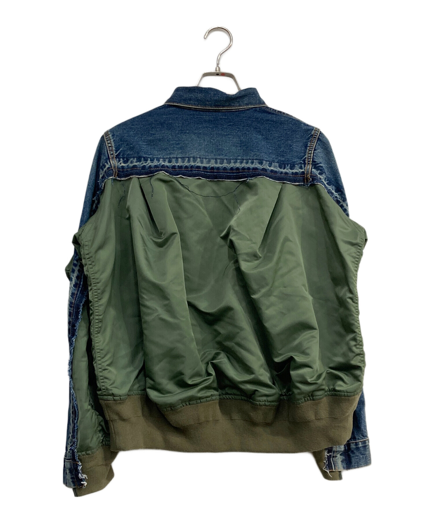 ★美中古★sacai デニム×MA-1 パッチワークブルゾン ハンク 中古・古着通販】sacai (サカイ) デニム×MA-1ジャケット ブルー