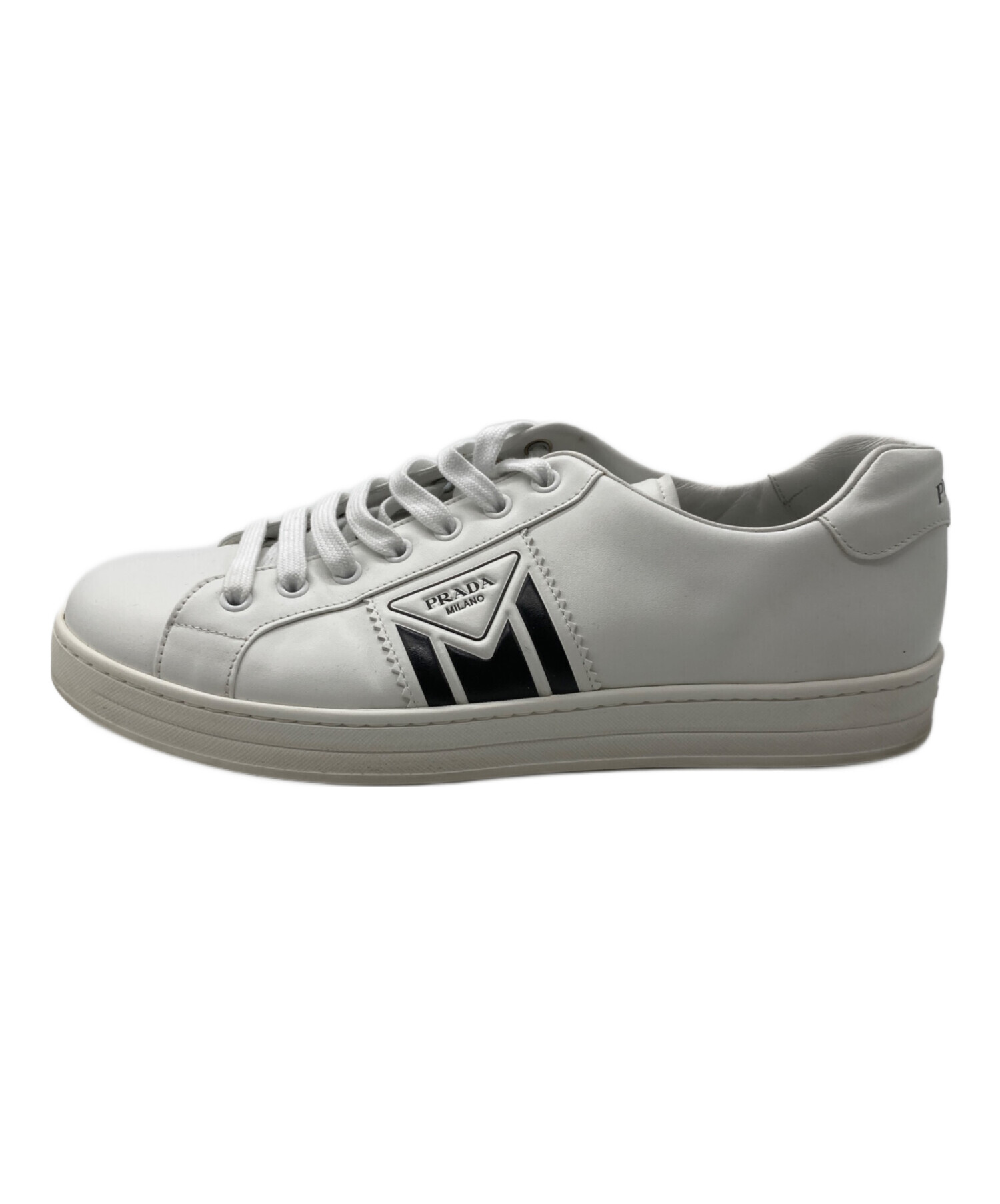 中古・古着通販】PRADA (プラダ) レザーローカットスニーカー ホワイト 