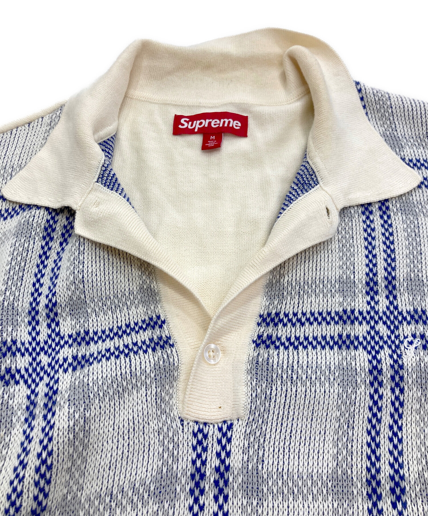 Supreme Plaid Knit S/S Polo （ニットポロ）White 中古・古着通販】SUPREME (シュプリーム) plaid knit s/s polo