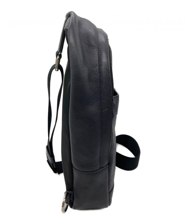 中古・古着通販】COACH (コーチ) レザーショルダーバッグ ネイビー 