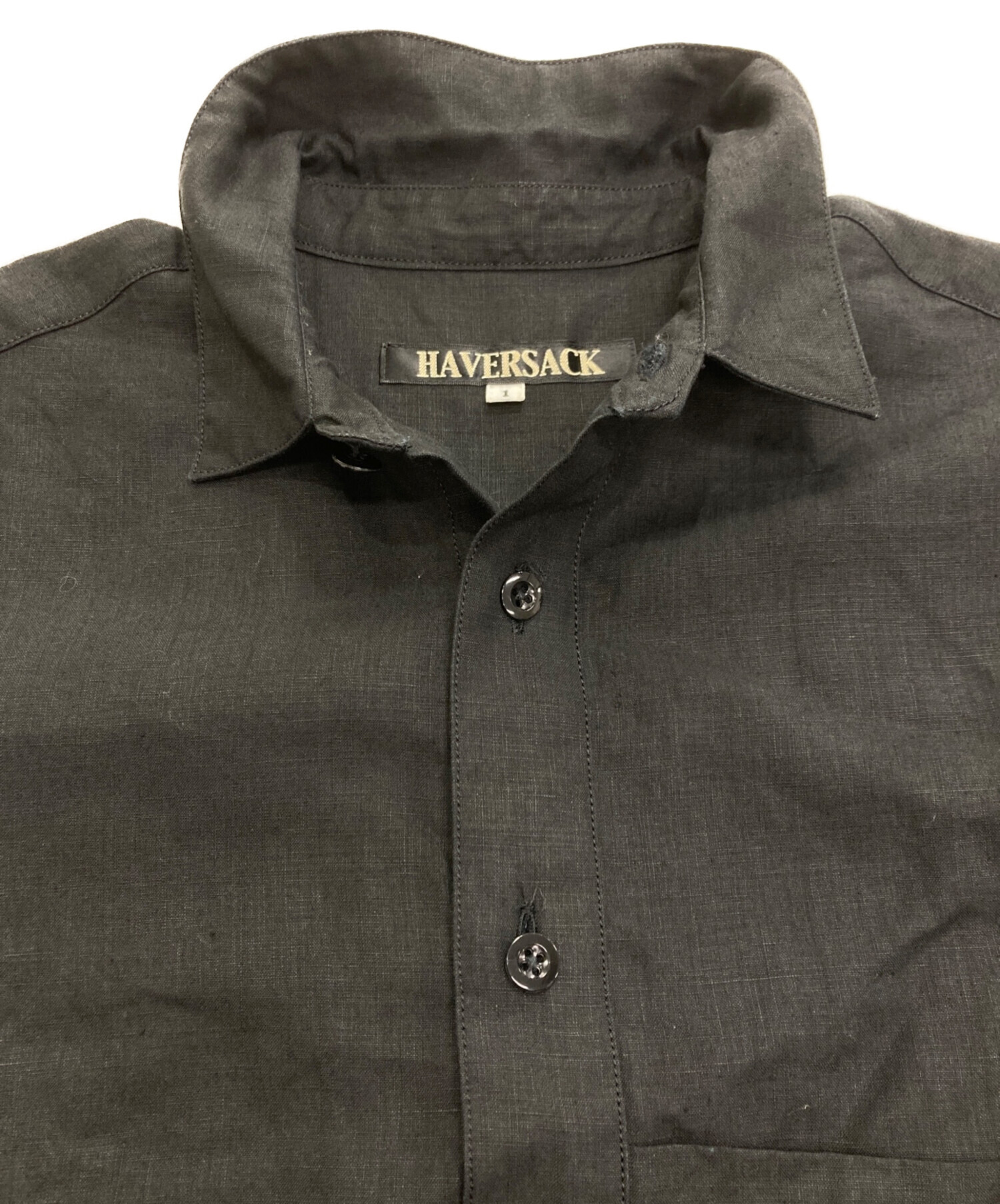 中古・古着通販】HAVERSACK (ハバーサック) リネン半袖シャツ ブラック 