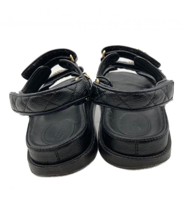 【美品】CHANEL シャネル サンダル ココマーク マトラッセ 38C 中古・古着通販】CHANEL (シャネル) ココマークマトラッセレザー