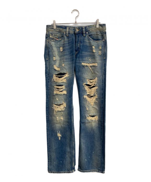 Diesel ダメージ加工 ワイドレッグデニム 中古・古着通販】DIESEL (ディーゼル) VIKER ダメージ加工デニムパンツ