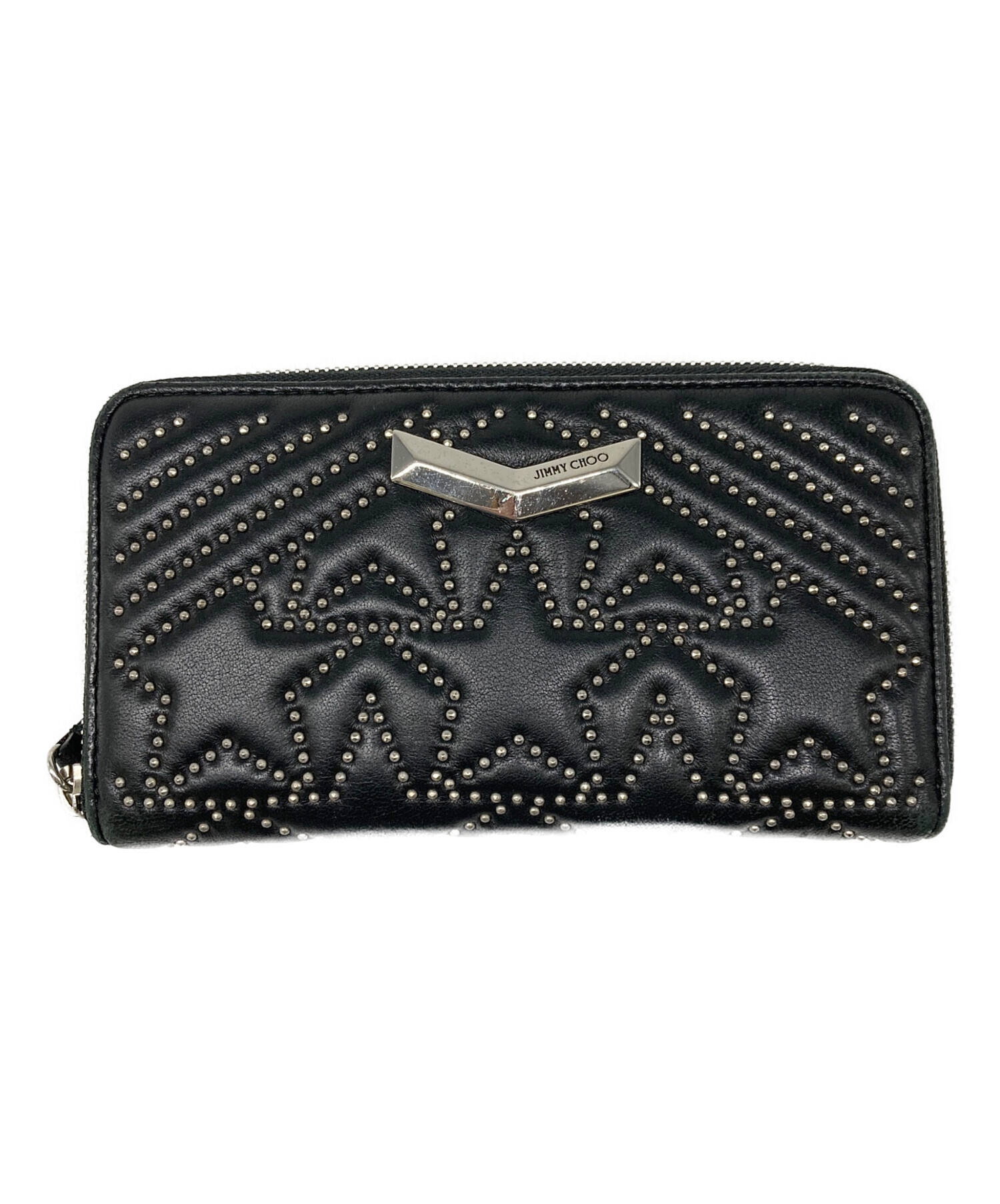 JIMMY CHOO ジップアラウンドウォレット　ネイビー【美品】 中古・古着通販】JIMMY CHOO (ジミーチュウ) スタースタッズラウンド