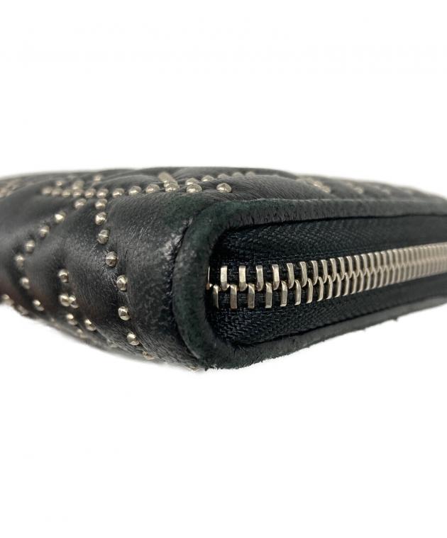 【極美品】ジミーチュウ　オールブラック　スタッズ　ラウンドジップウォレット 中古・古着通販】JIMMY CHOO (ジミーチュウ) スタースタッズラウンド