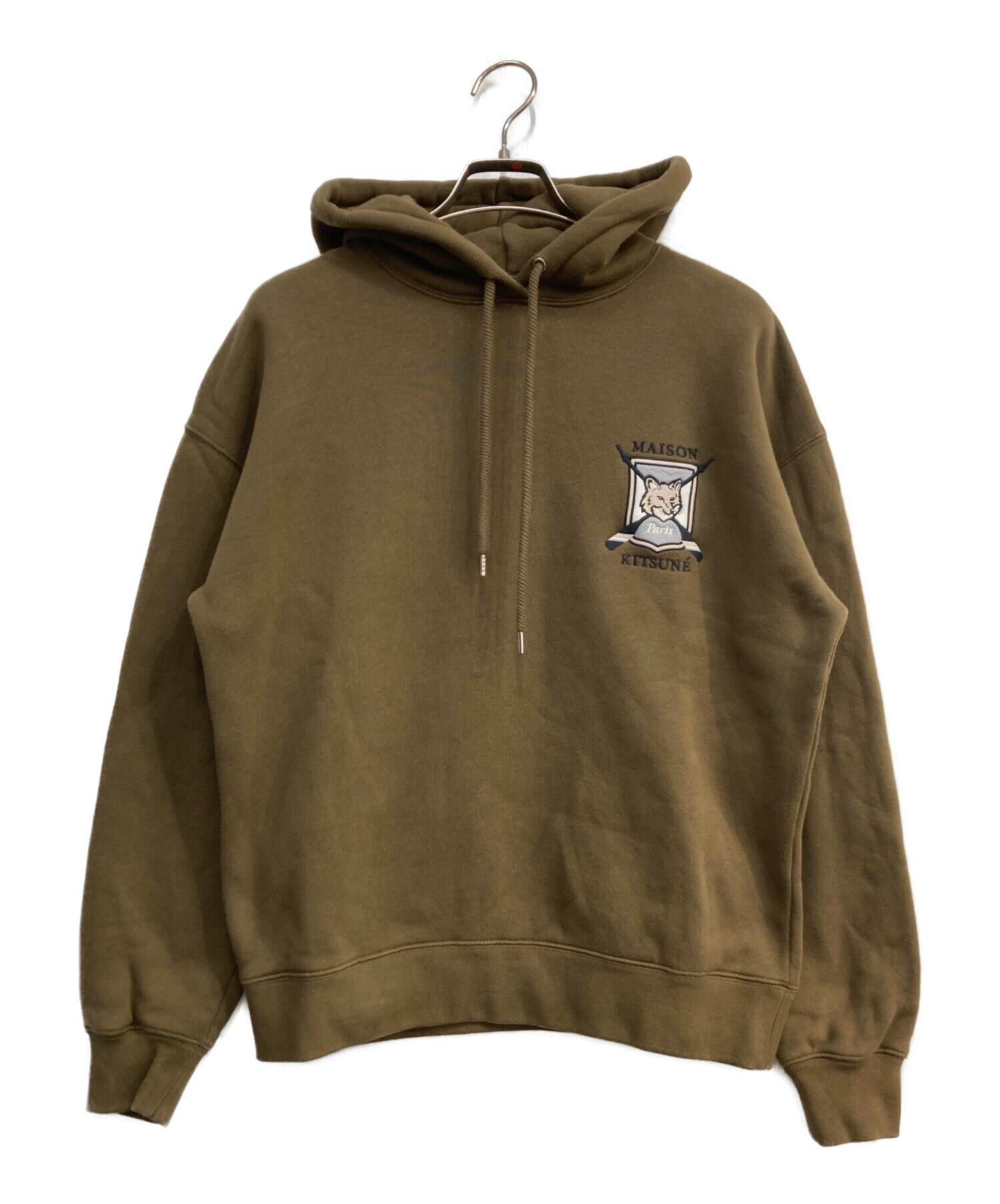 MAISON KITSUNE メゾンキツネ パーカー L カーキ 【古着】【中古】【送料無料】 中古・古着通販】MAISON KITSUNE (メゾンキツネ) カレッジ・フォックス