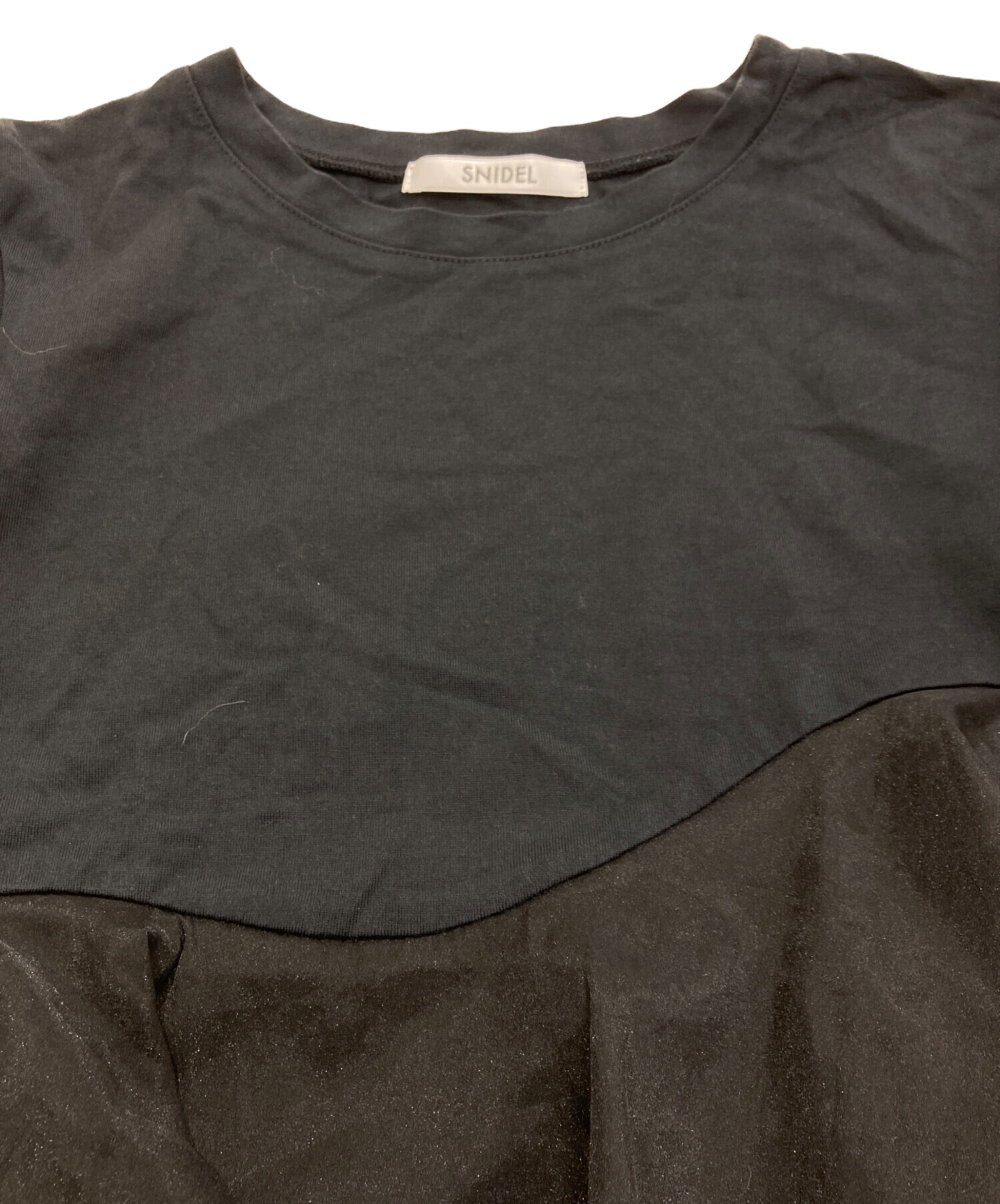 中古・古着通販】Snidel (スナイデル) 異素材ペプラムTシャツ ブラック