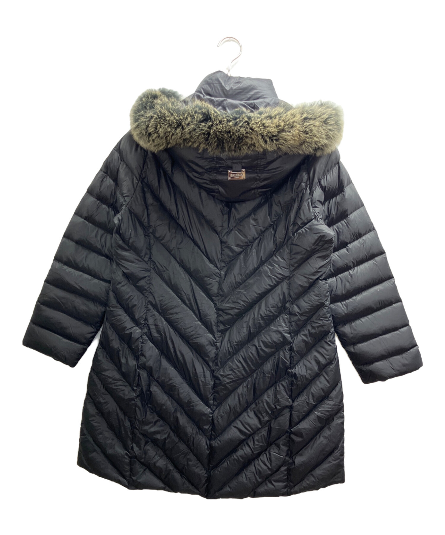 BALMAIN バルマン／ダウンコート／ブルーフォックス／ファー／ブラック L 中古・古着通販】BALMAIN (バルマン) ブルーフォックスダウンコート