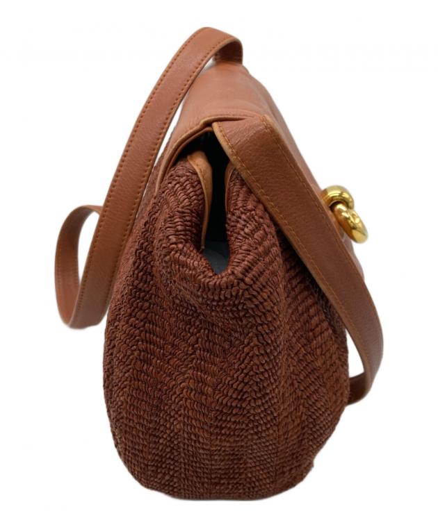 中古・古着通販】LOEWE (ロエベ) ラフィアショルダーバッグ ブラウン