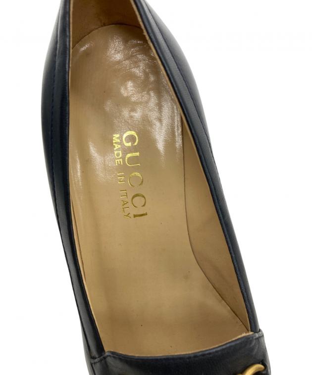 中古・古着通販】GUCCI (グッチ) ヒールローファー ネイビー サイズ