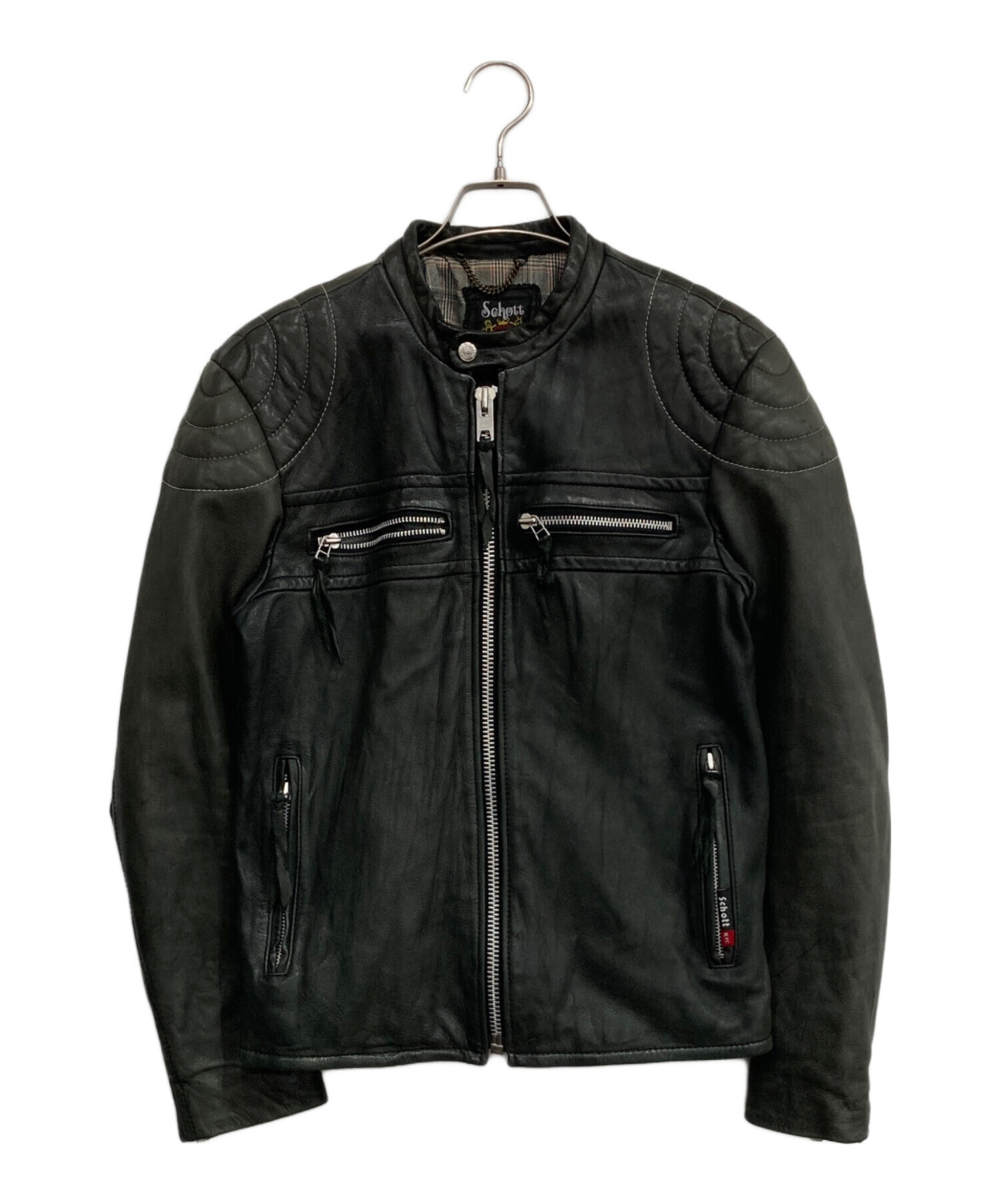 【難あり】SCHOTT シングルライダースジャケット Mサイズ 中古・古着通販】Schott (ショット) シングルライダースジャケット