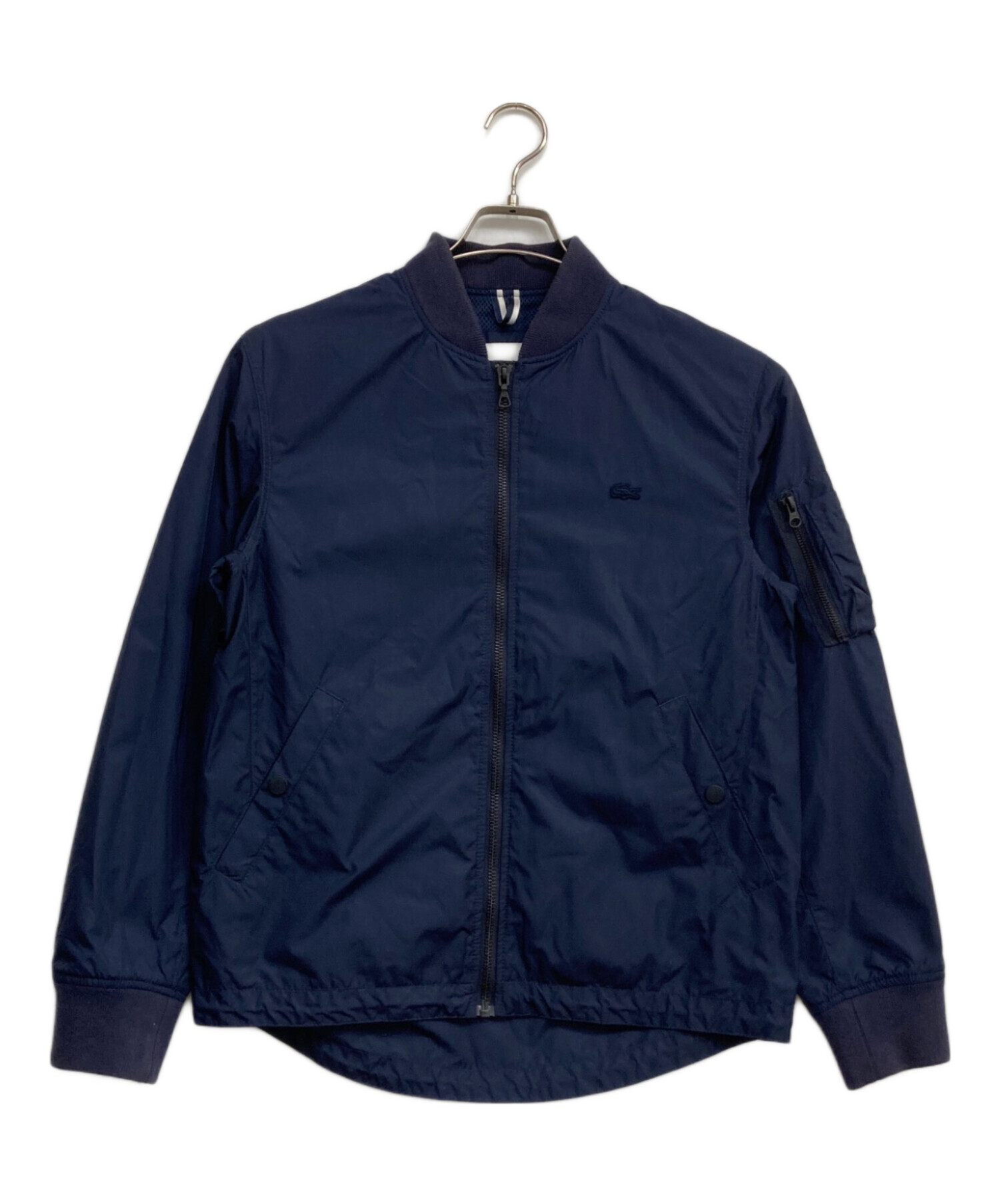 LACOSTE ラコステ MA-1 ブルゾン ネイビー ワニロゴ ジャケット 中古・古着通販】LACOSTE (ラコステ) MA-1スタイル ナイロンブルゾン