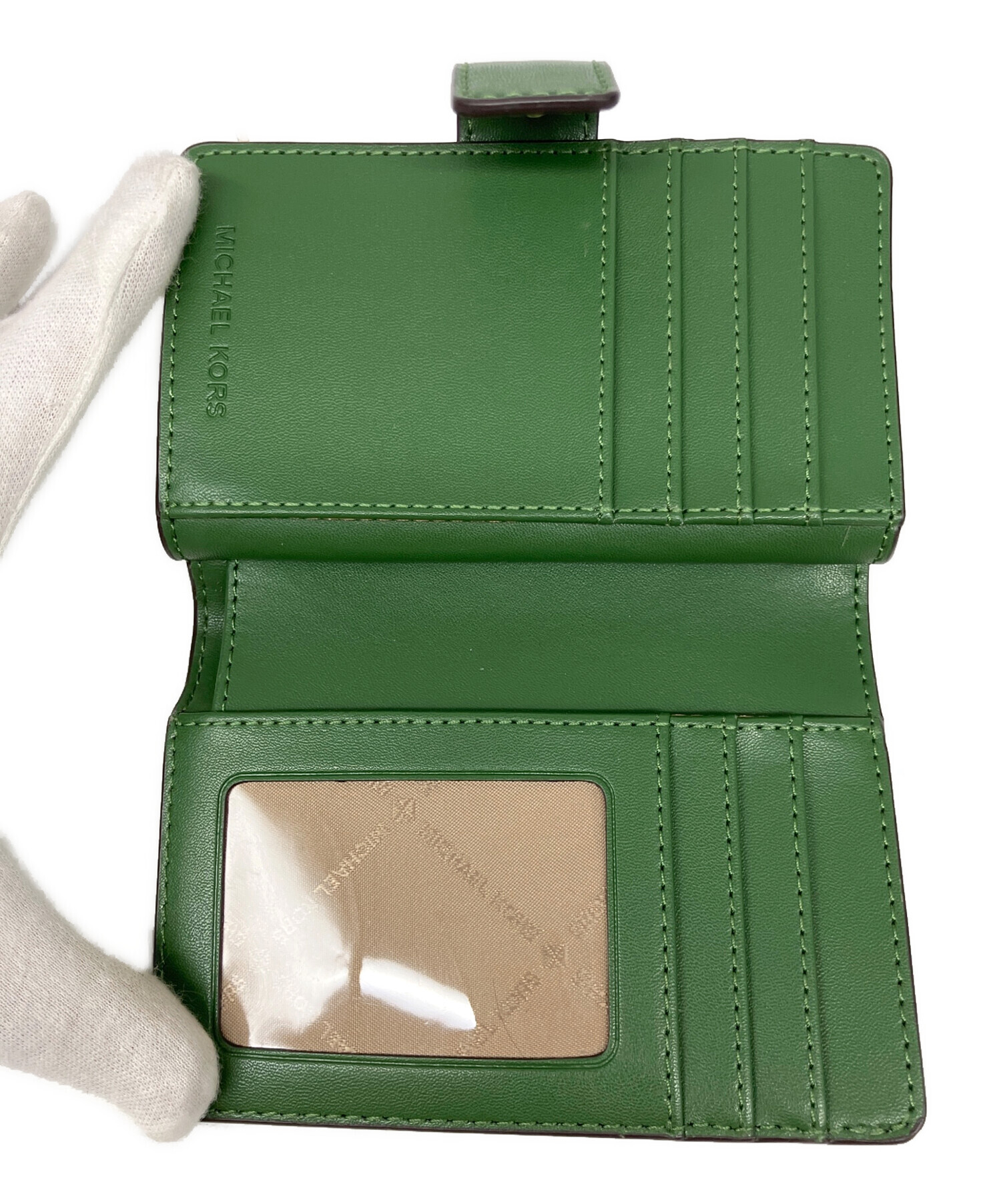 MICHAEL KORS グリーン　二つ折り財布 中古・古着通販】MICHAEL KORS (マイケルコース) 2つ折り財布 グリーン