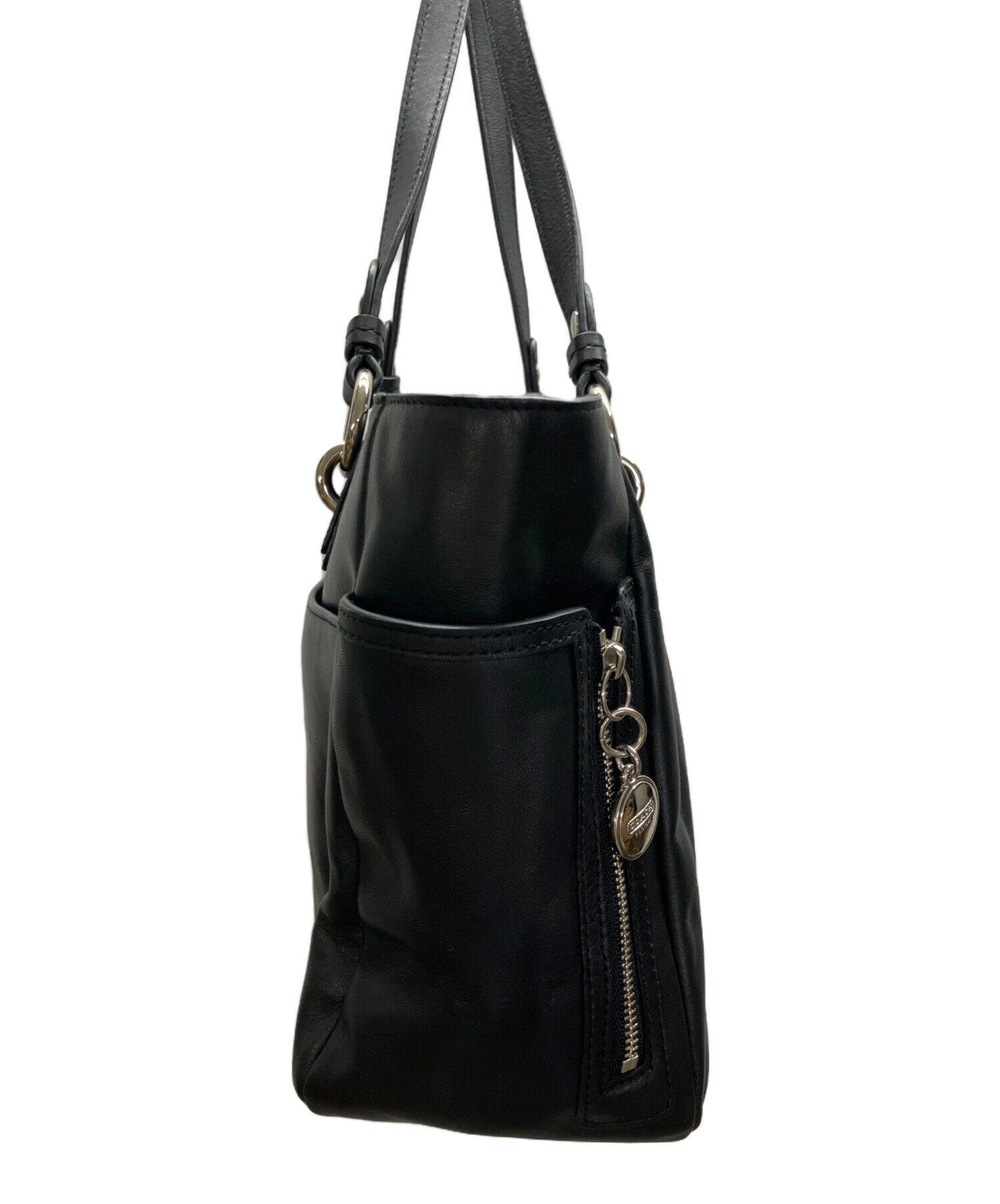 中古・古着通販】COACH (コーチ) レザートートバッグ ブラック