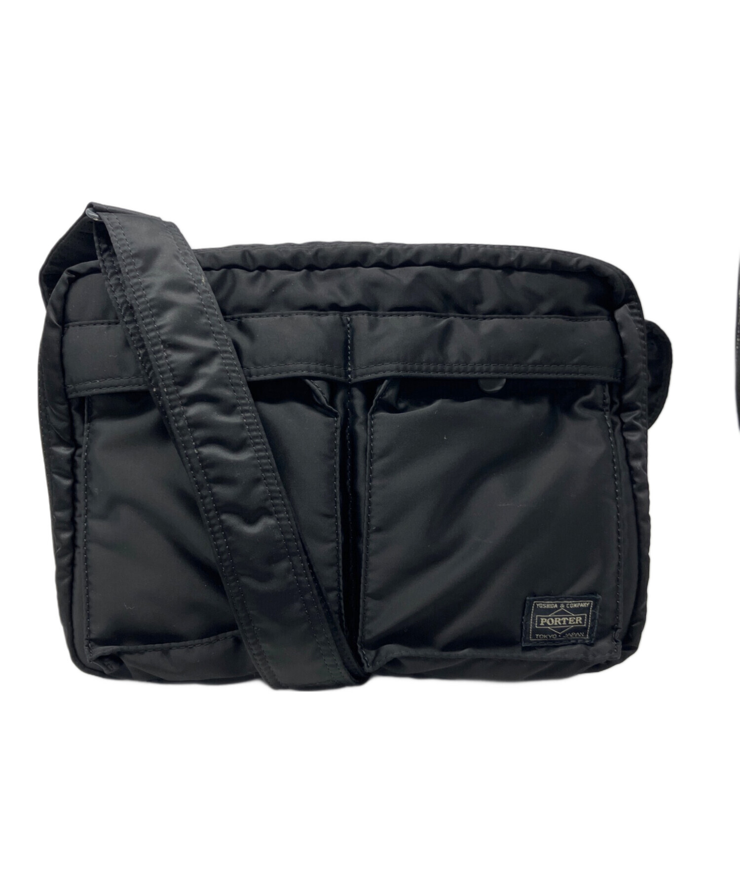 中古破れ有り　ポーター　タンカー　ショルダーバッグ　2層式　黒ブラック 中古・古着通販】PORTER (ポーター) タンカー ショルダーバッグ