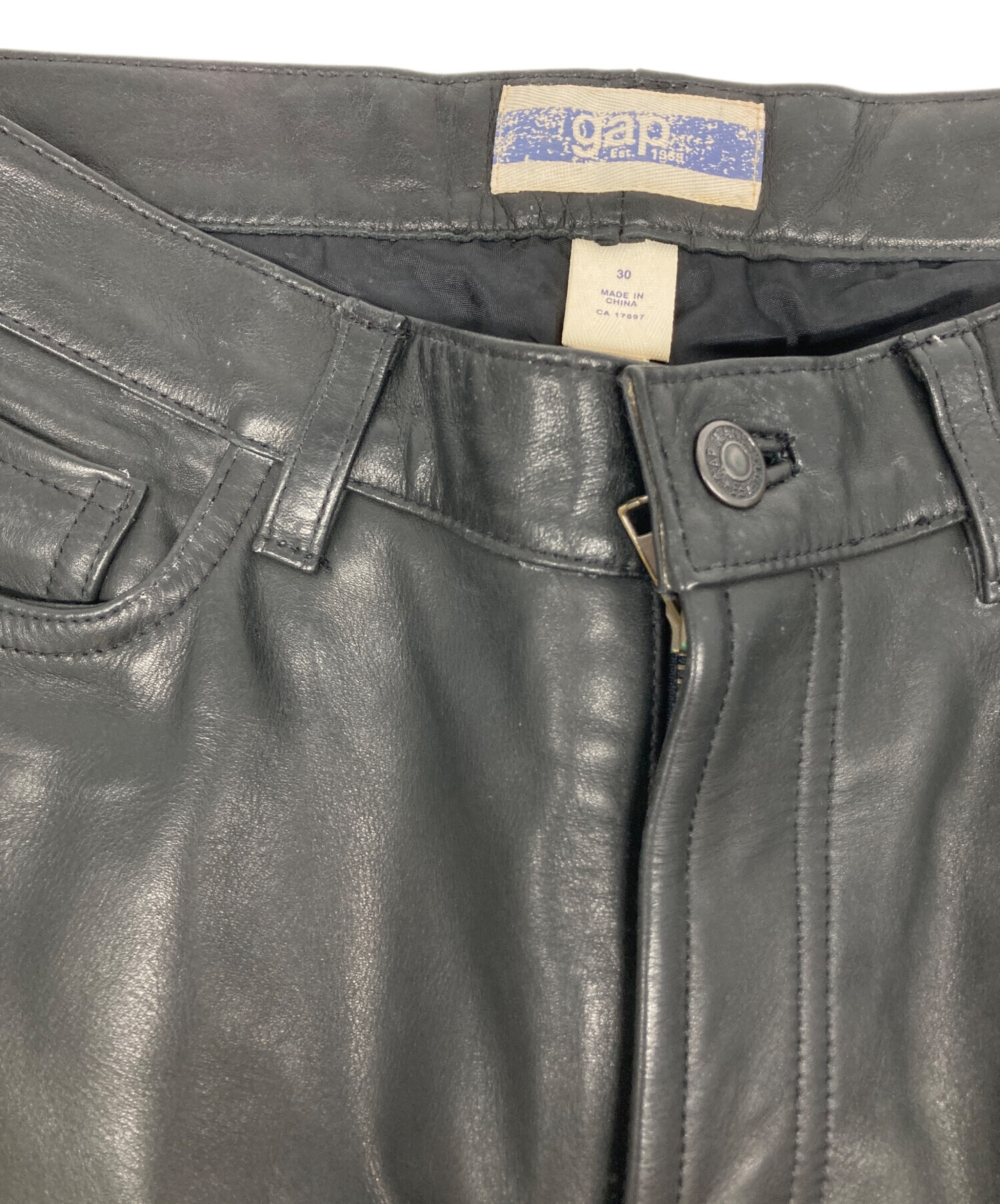 中古・古着通販】GAP (ギャップ) レザーパンツ ブラック サイズ:30